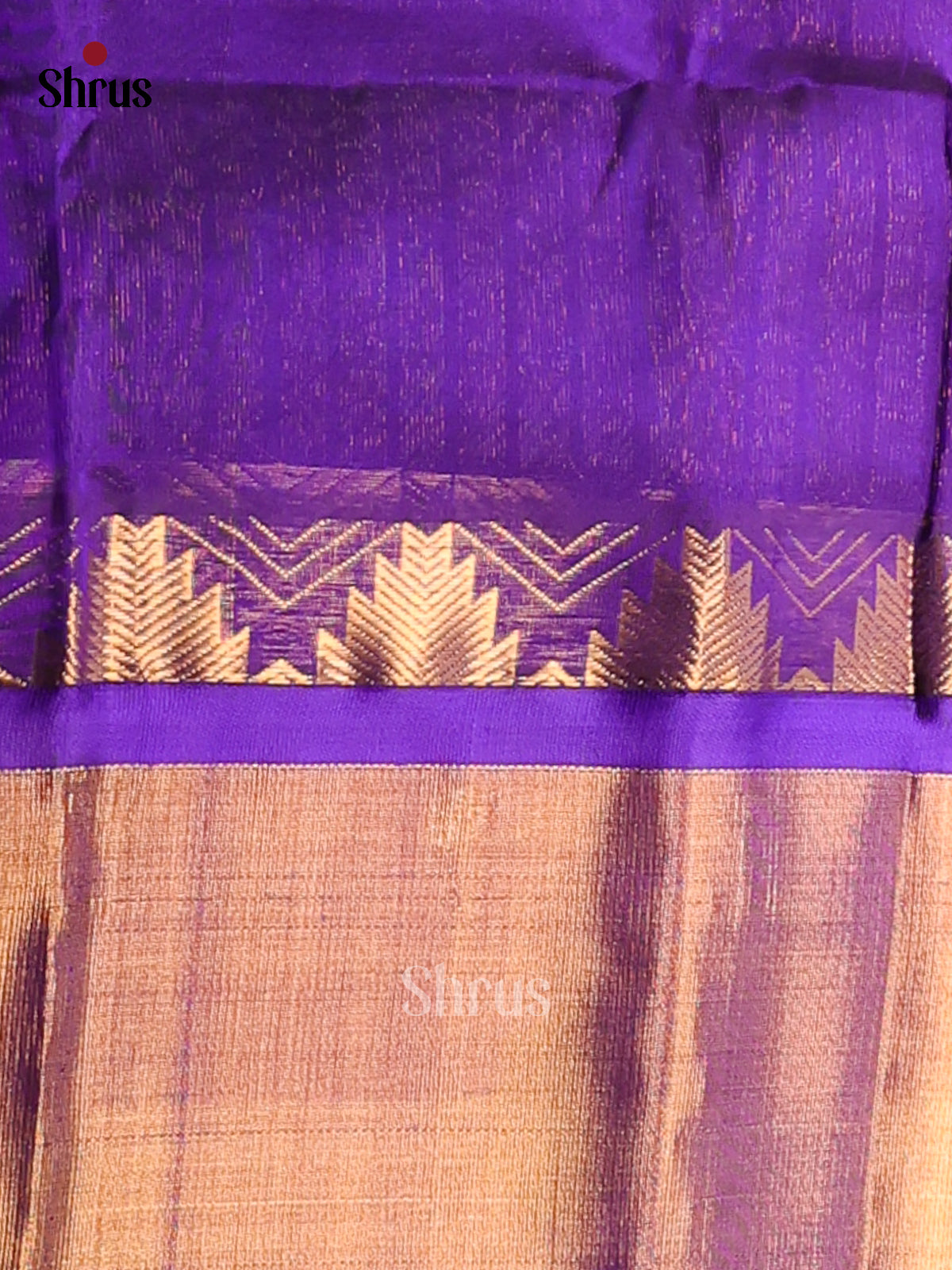 Chic Blue Silk Cotton Saree With Checks & Buttas, violet Zari Border & Pallu - Shop on Shrus.com