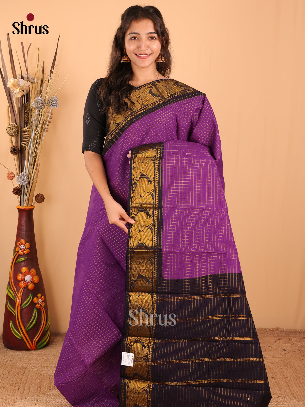 Violet - Sungudi Cotton Saree - Shop on Shrus.com