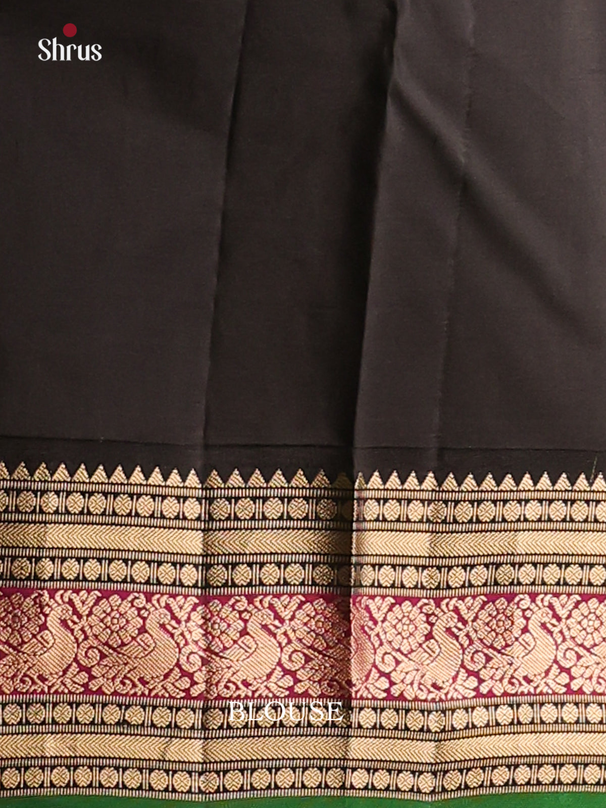 Chic Beige Kanchipuram Silk Saree with Rettapet Border & Black Zari Brocade Pallu - Shop on Shrus.com