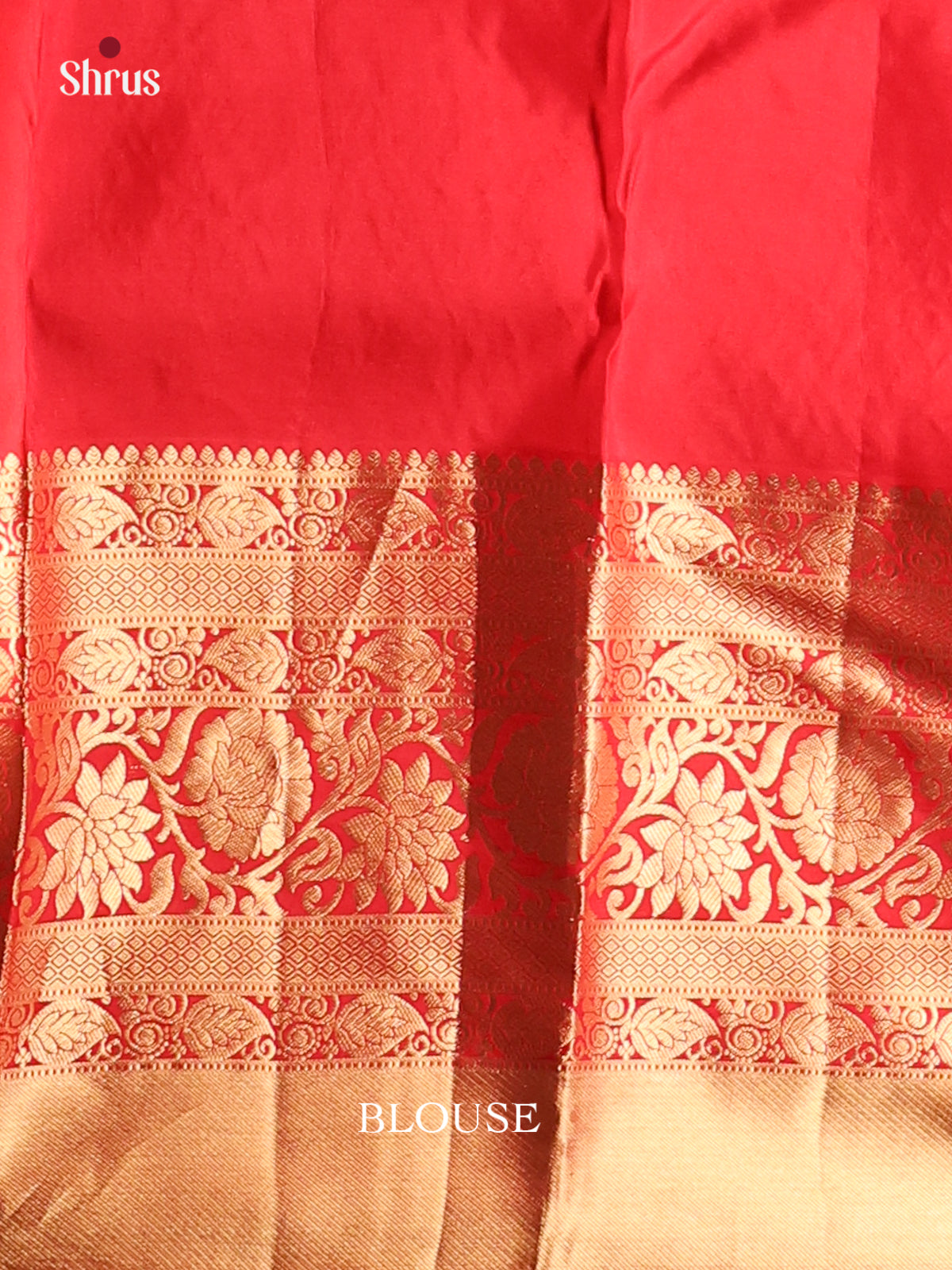 Grand Red Bridal Kanchipuram Silk Saree with Gold Floral Zari Border & Brocade Pallu - Shop on Shrus.com