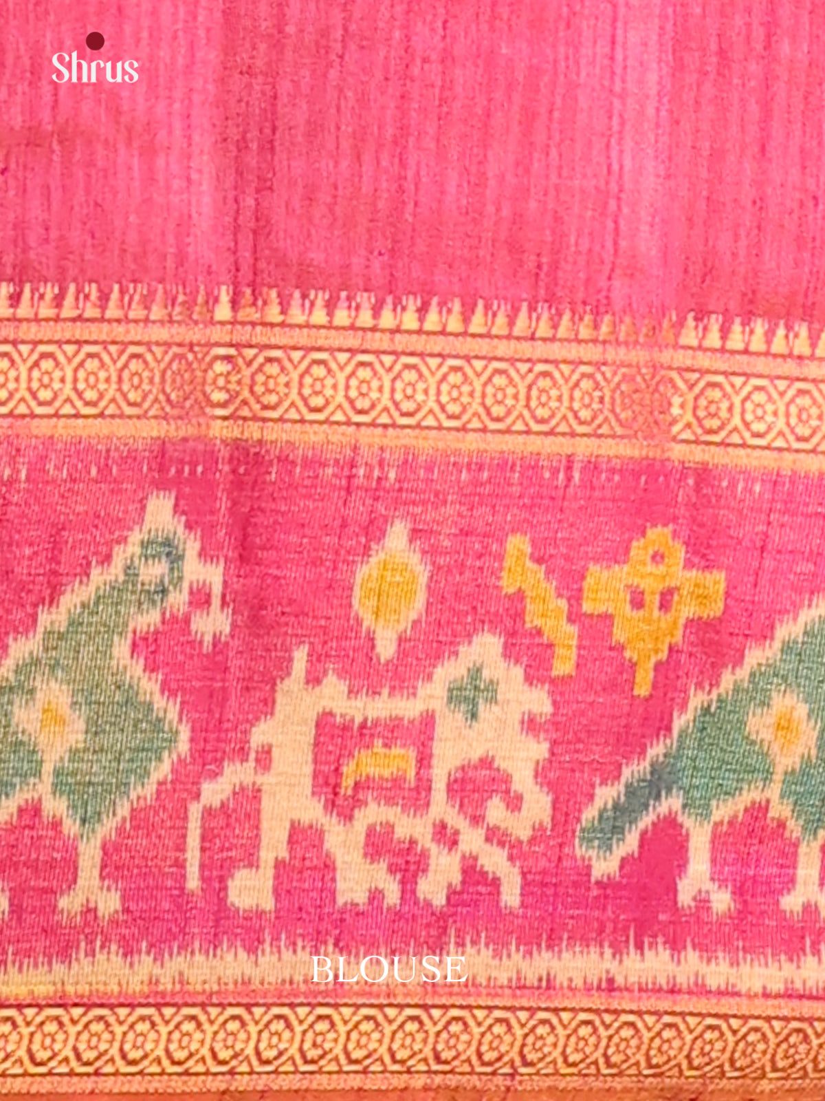 Double Shaded Green with Orangish Pink- DDS16052 - Semi Patola Saree - Shop on Shrus.com