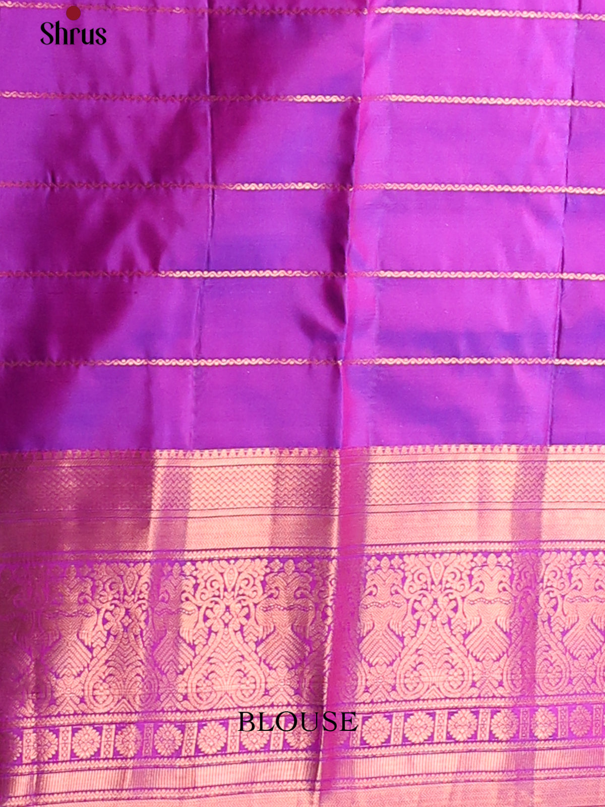 Charming Purple Monochrome Kanchipuram silk Saree with zari stripes & brocade pallu - Shop on Shrus.com