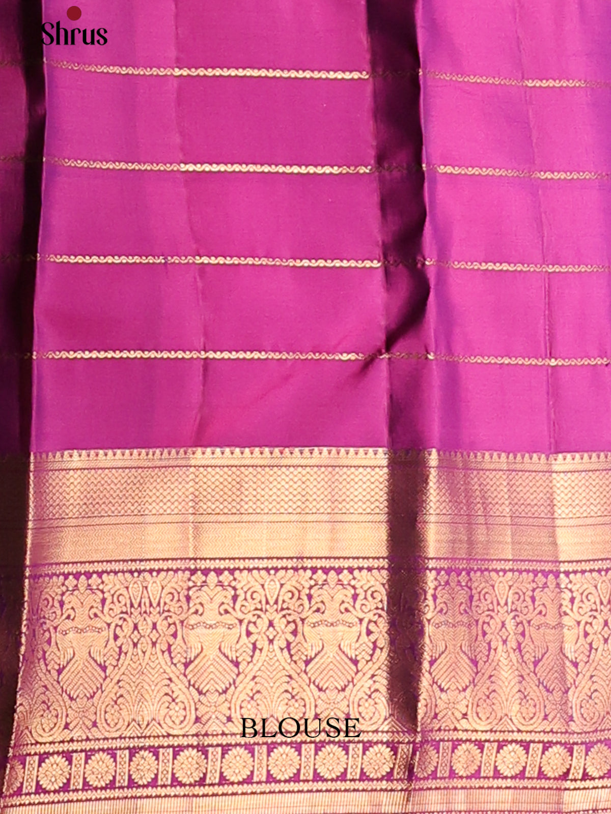 Classy Bottle Green Kanchipuram silk Saree with zari stripes, floral vine border - Shop on Shrus.com