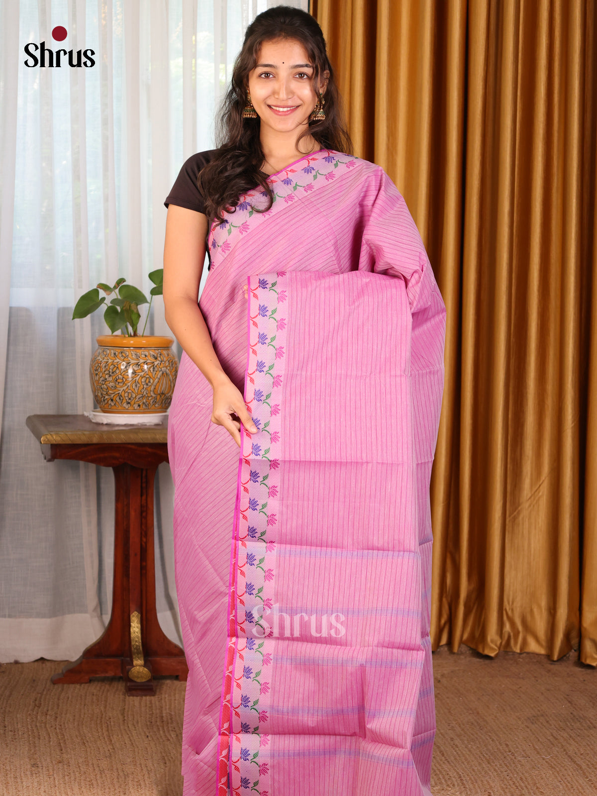 Pink - DDS18093 - South Cotton Saree - Shop on Shrus.com