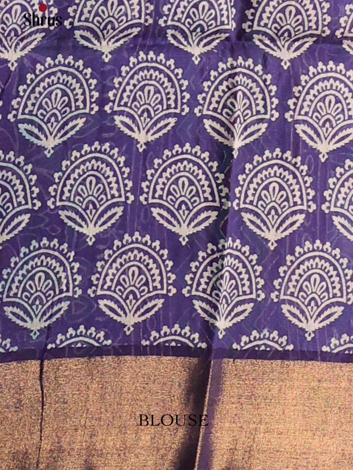 Purple with Blue - Printed Tussar Saree - Shop on Shrus.com