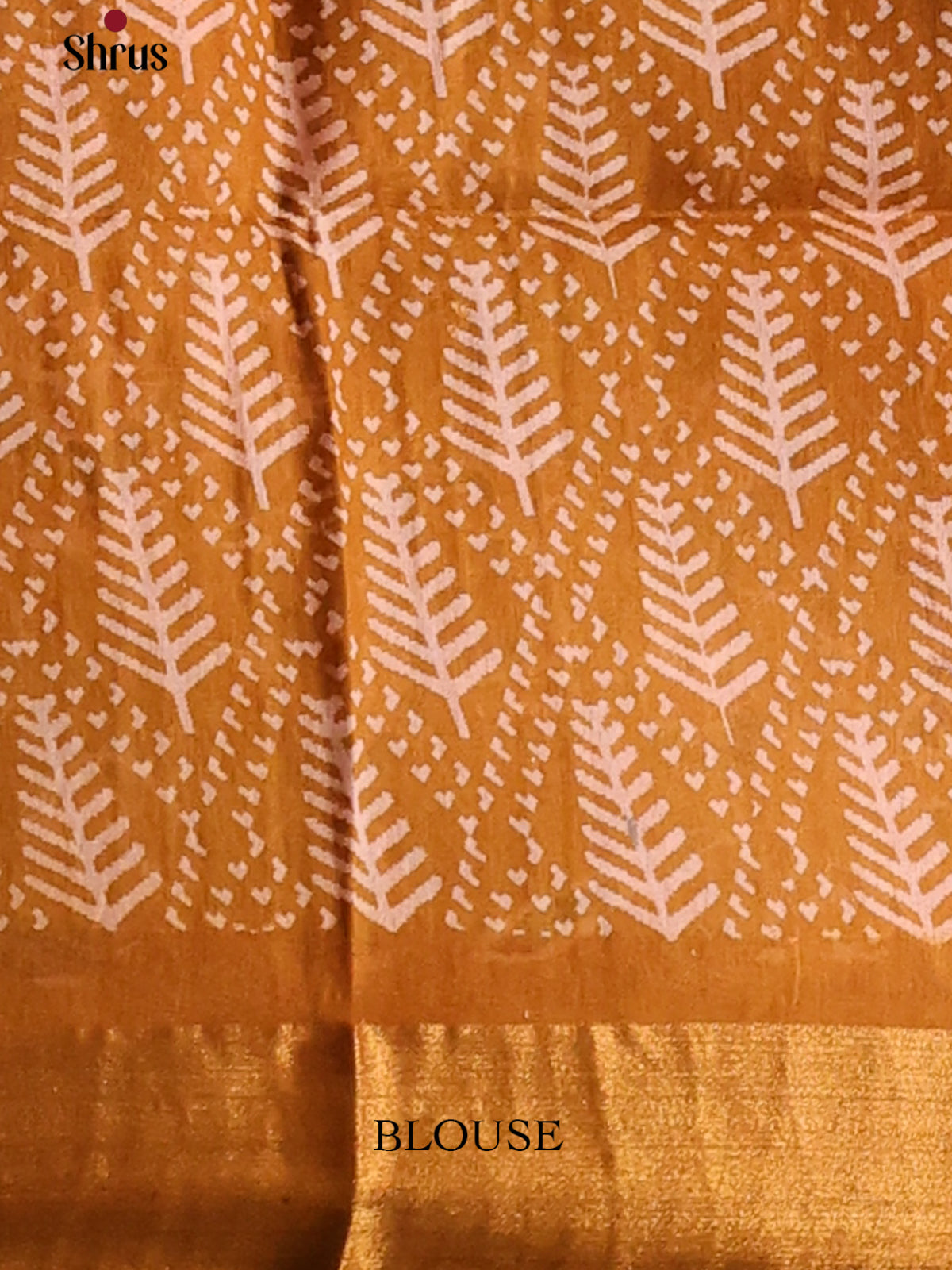 Brown with Mustard - Printed Tussar Saree - Shop on Shrus.com
