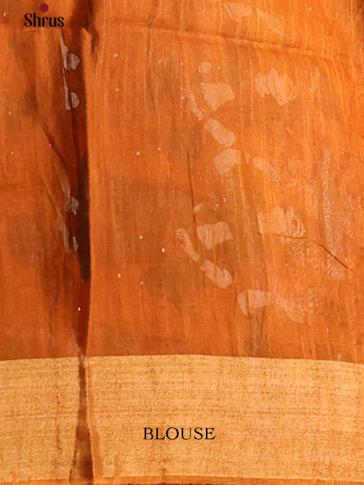 Lite Green with Brick- Printed Tussar Saree - Shop on Shrus.com