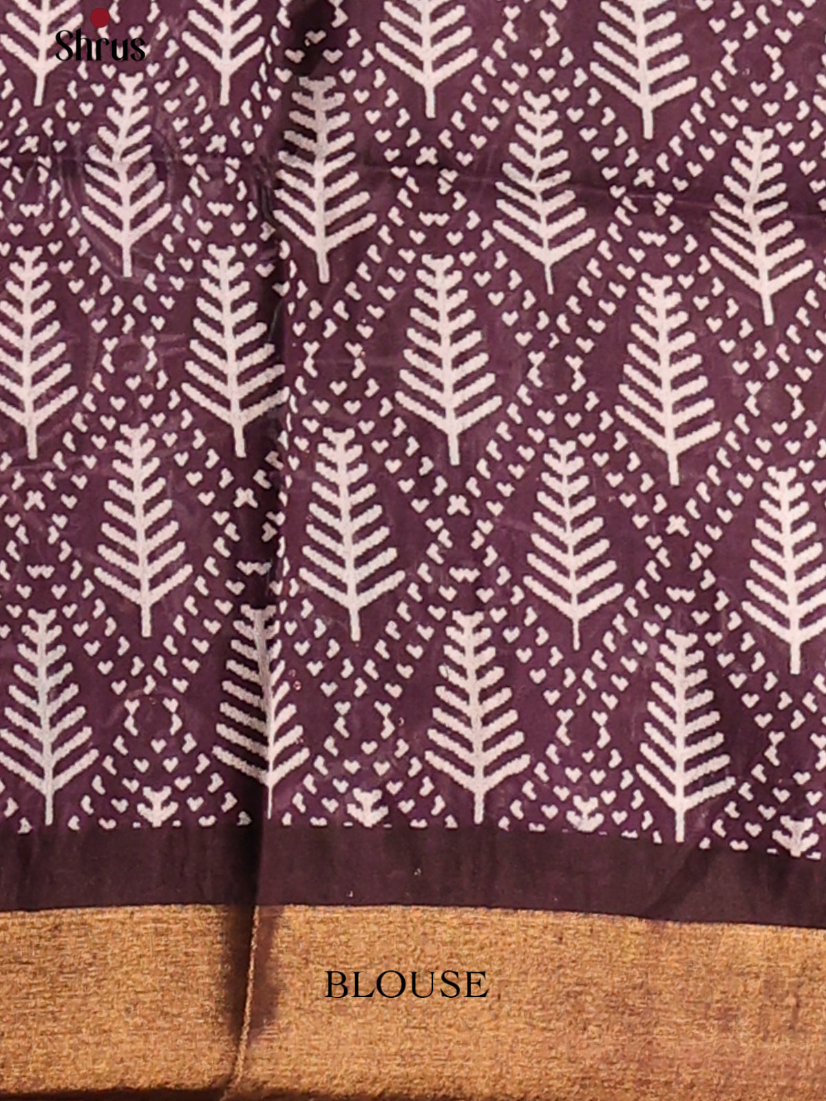 Blue with Brown - Printed Tussar Saree - Shop on Shrus.com