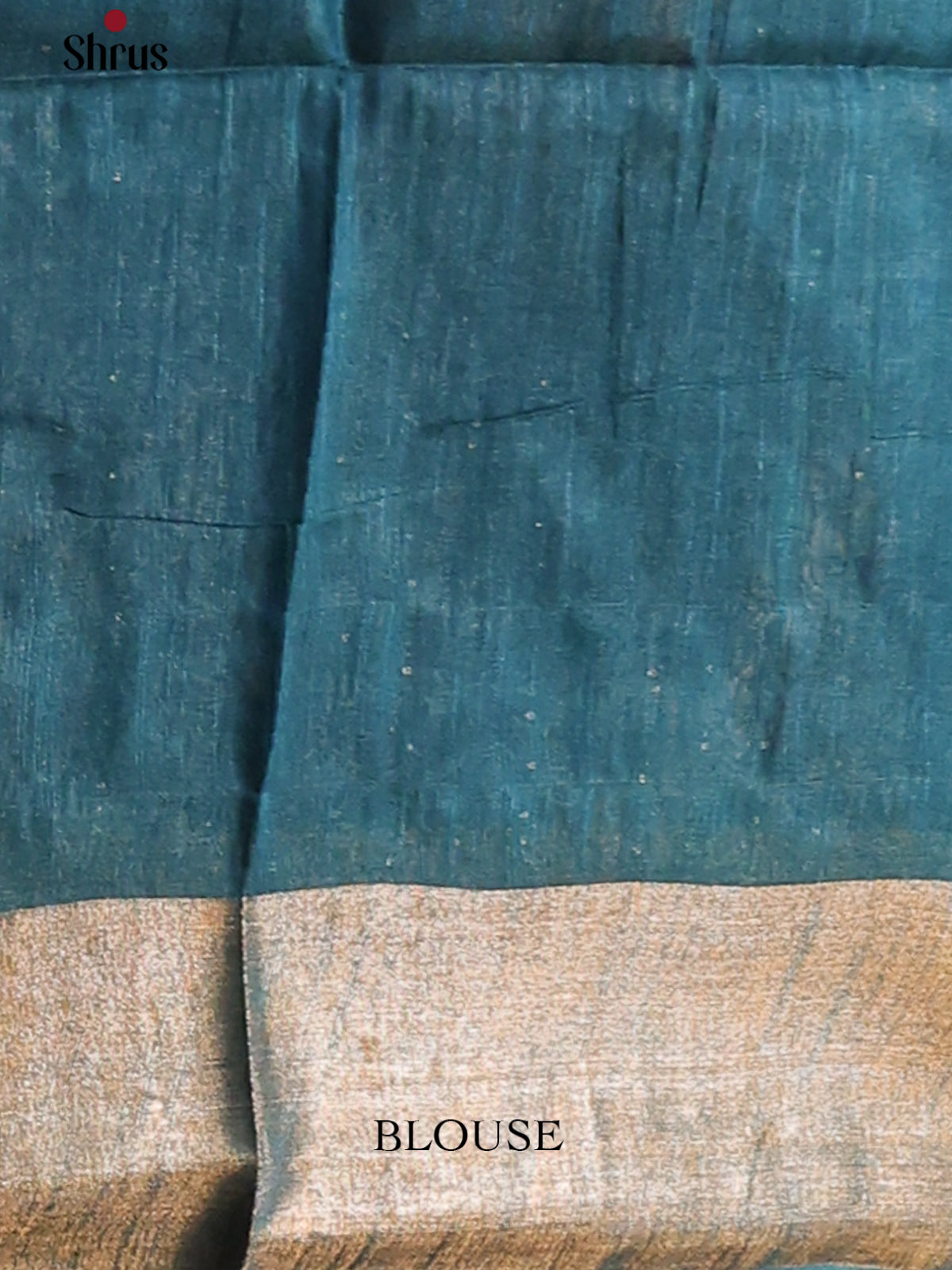 Teal with Blue - Printed Tussar Saree - Shop on Shrus.com