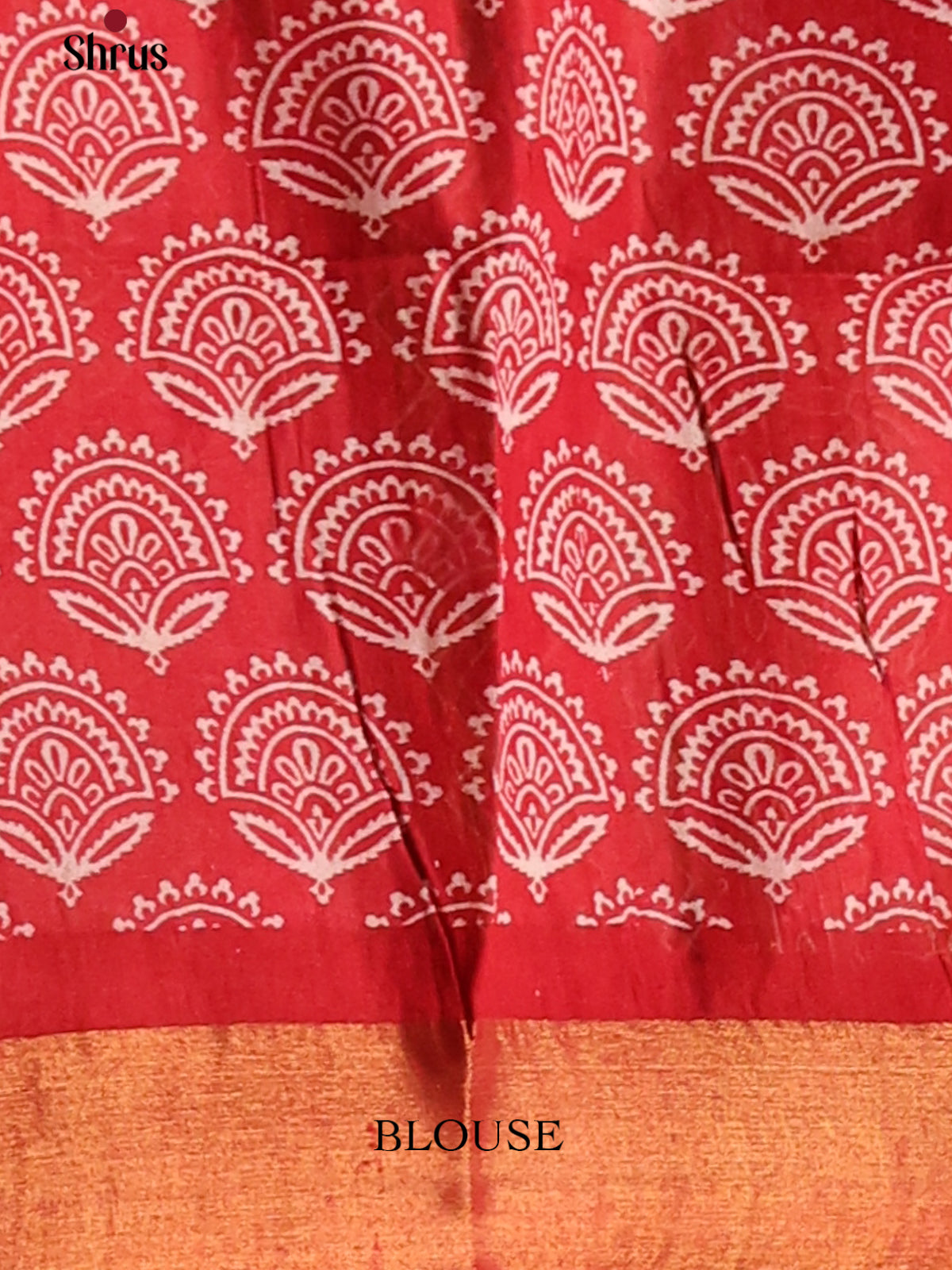 Green with Red- Printed Tussar Saree - Shop on Shrus.com