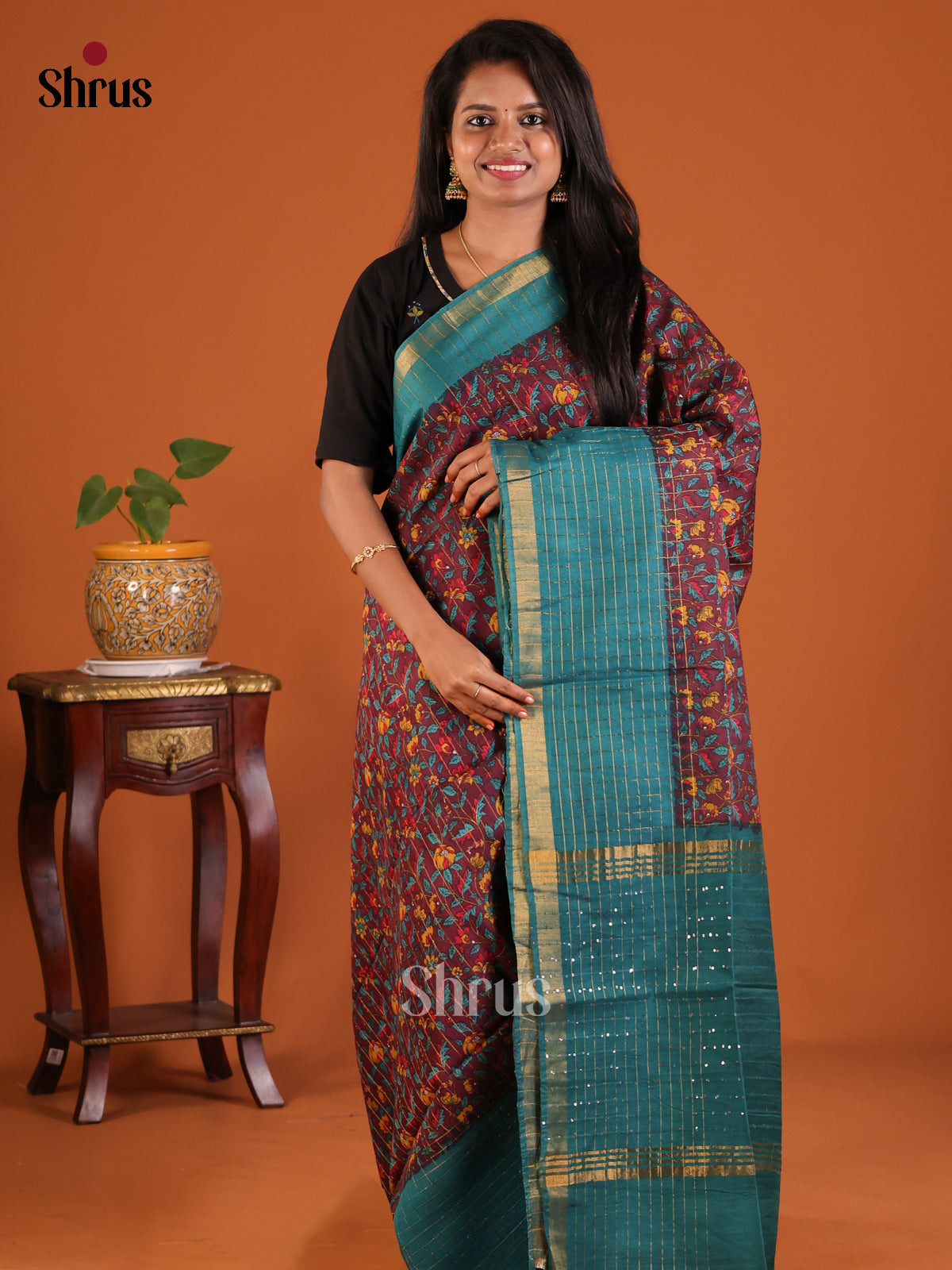 DDS18264 - Printed Tussar Saree - Shop on Shrus.com