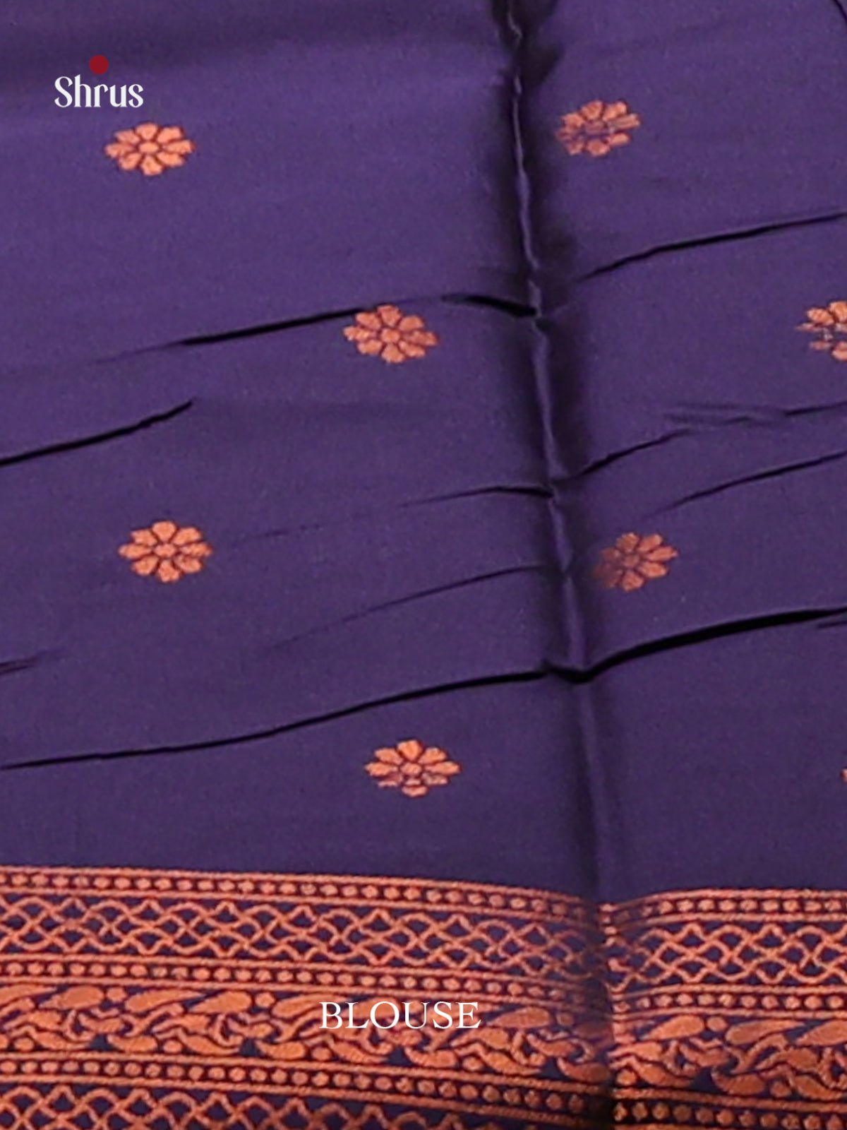 Silver with Blue - Semisoft silk Saree - Shop on Shrus.com