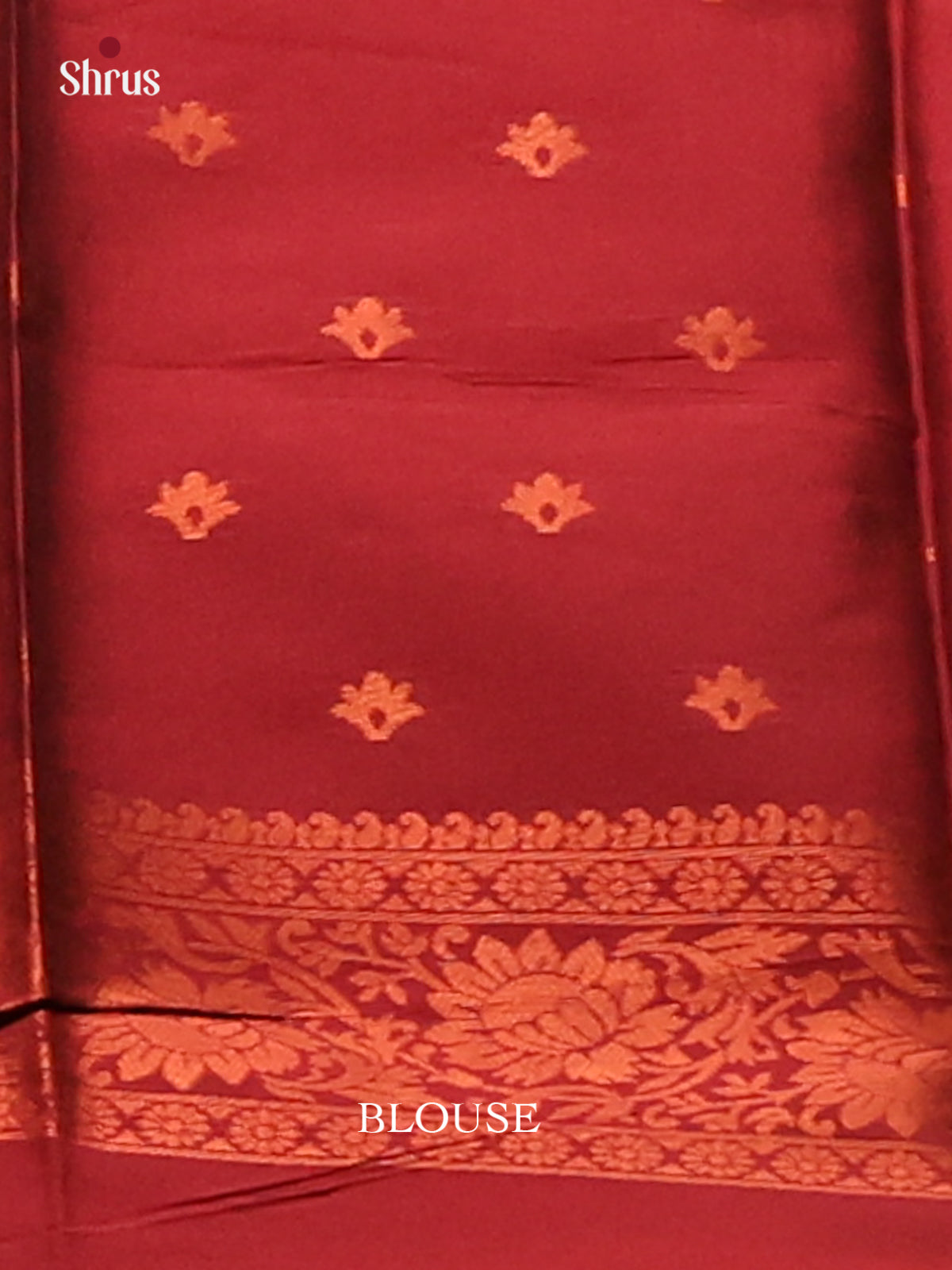 Mustardy Green with Maroon - Semisoft silk Saree - Shop on Shrus.com
