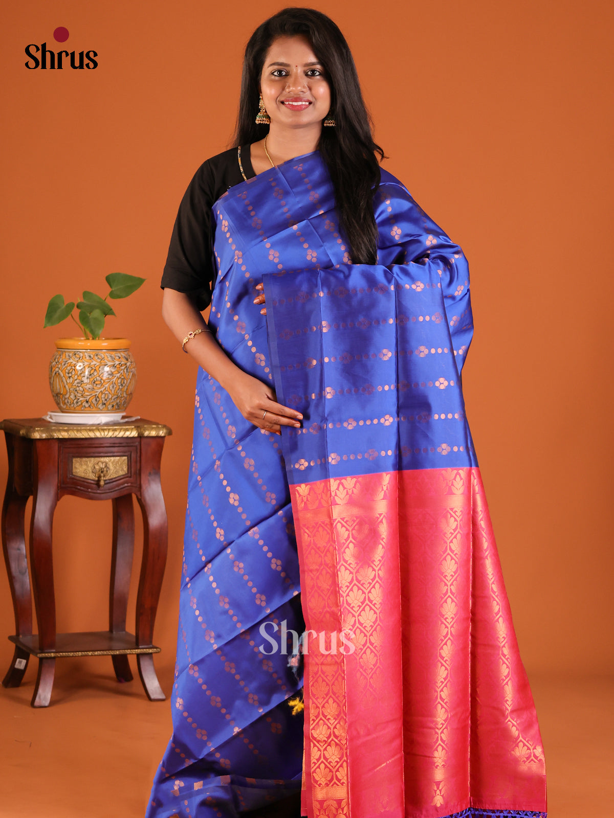 Blue - Semisoft silk Saree - Shop on Shrus.com