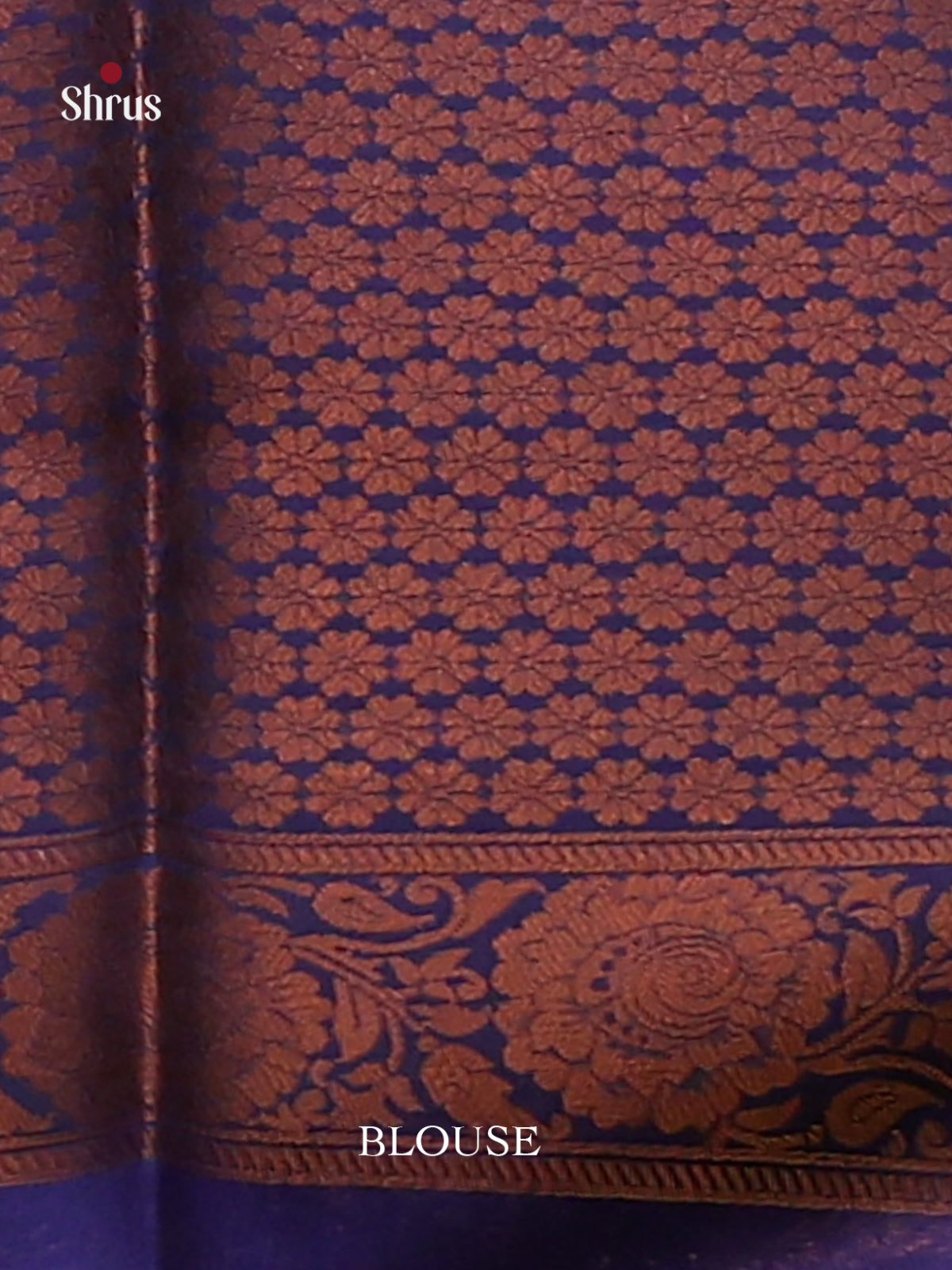 Charming Pink Semisoft silk Saree with gold zari floral motifs, blue floral brocade pallu - Shop on Shrus.com