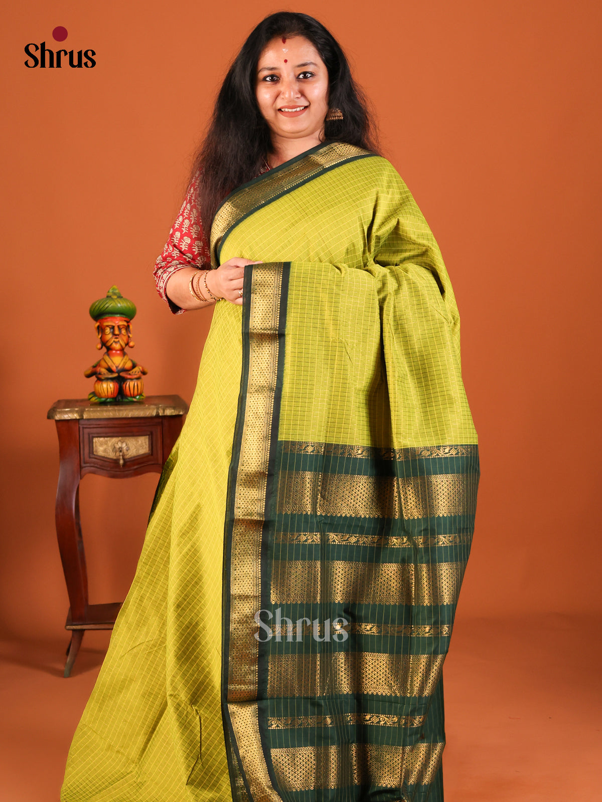 Lite Green with Green - Kalyani Cotton Saree - Shop on Shrus.com