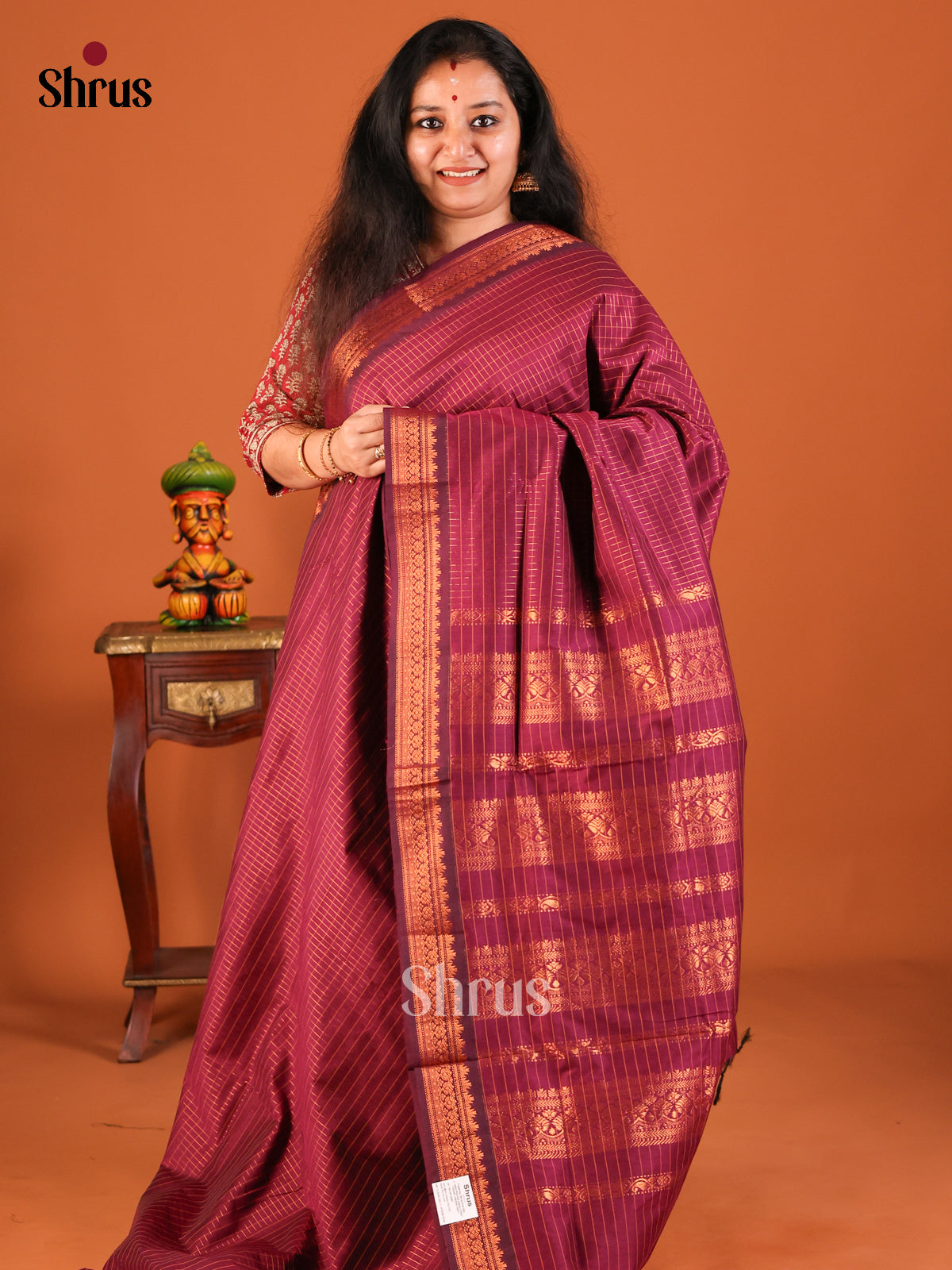 Maroon - Kalyani Cotton Saree - Shop on Shrus.com