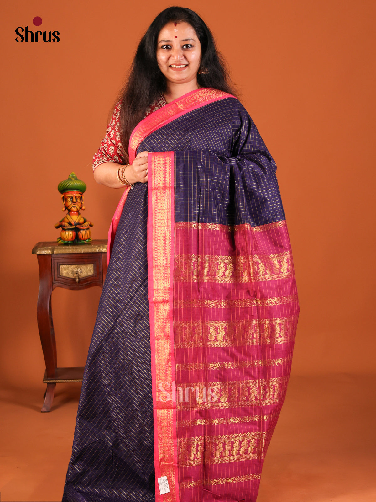 Blue - Kalyani Cotton Saree - Shop on Shrus.com