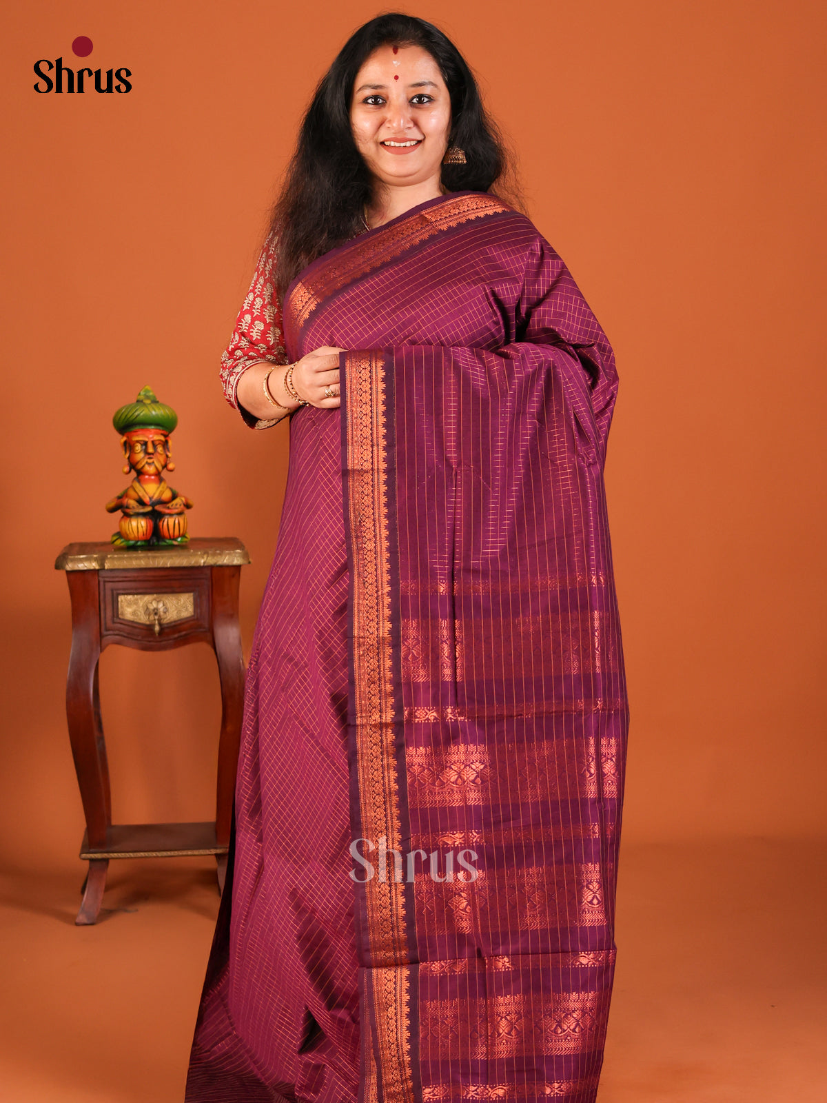 Purple - Kalyani Cotton Saree - Shop on Shrus.com