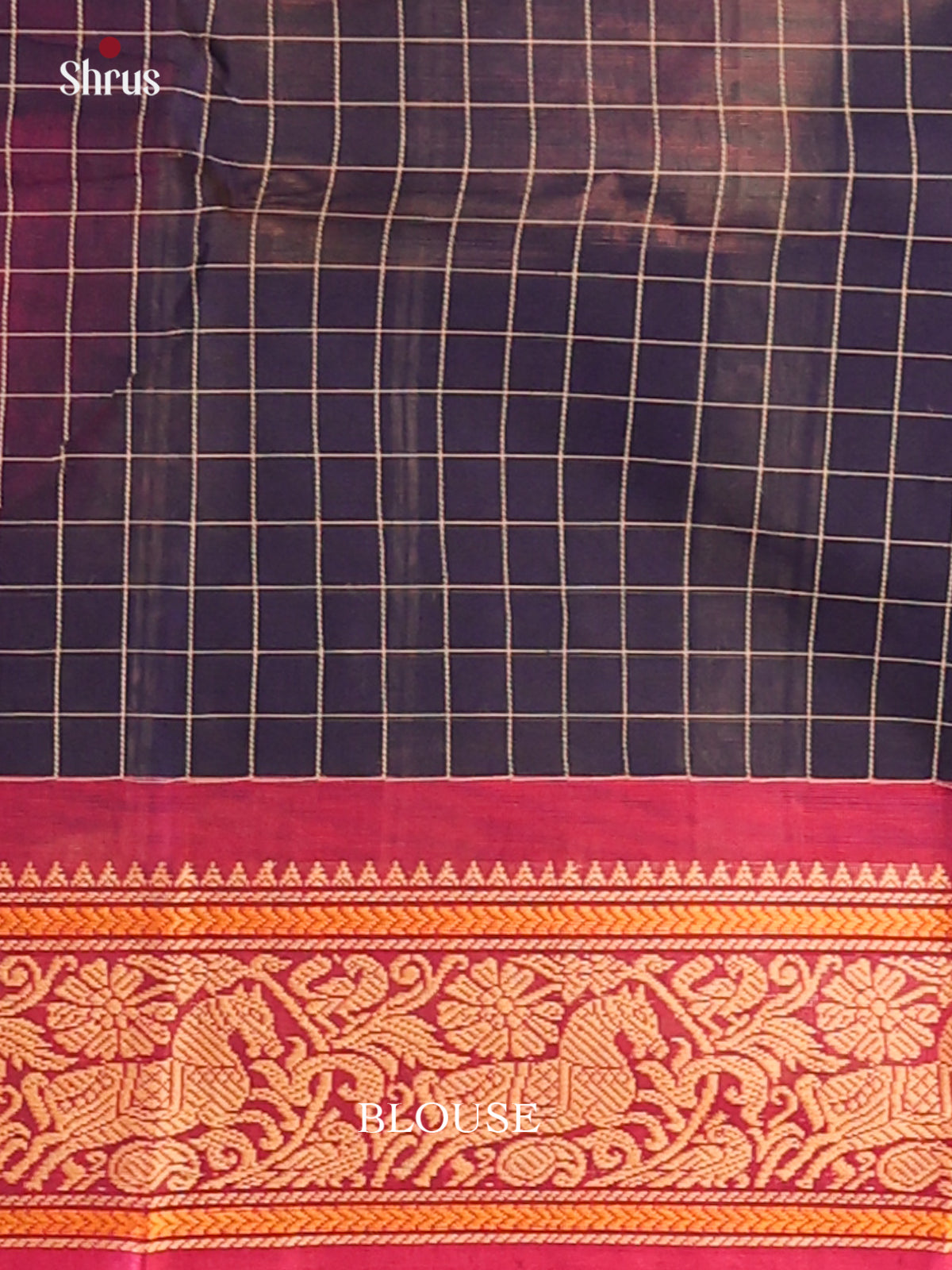 Blue with red - Chettinad Cotton Saree - Shop on Shrus.com