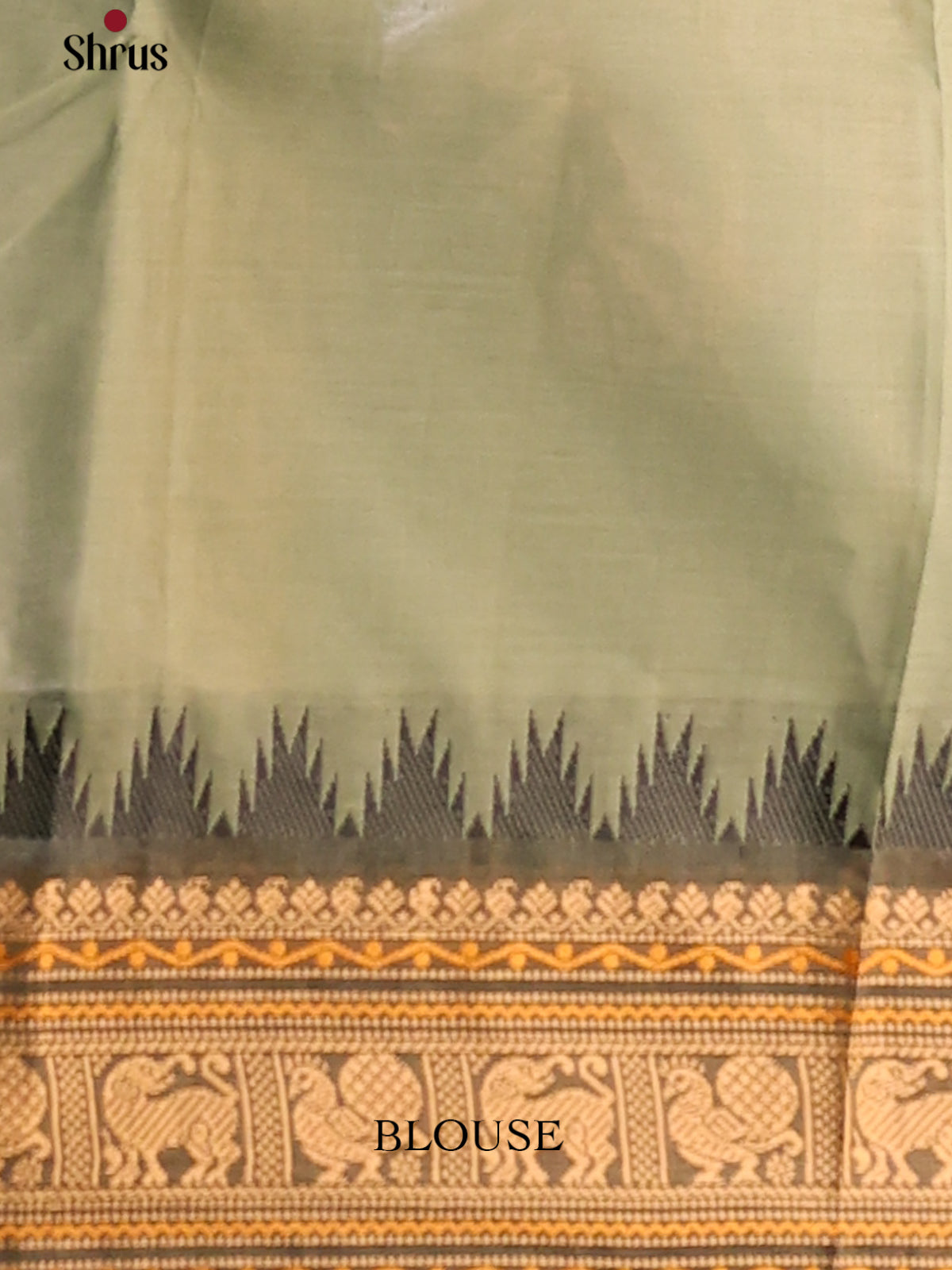 Pretty Grey Green Chettinad Cotton Saree with Grey Zari Border & Self Pallu - Shop on Shrus.com