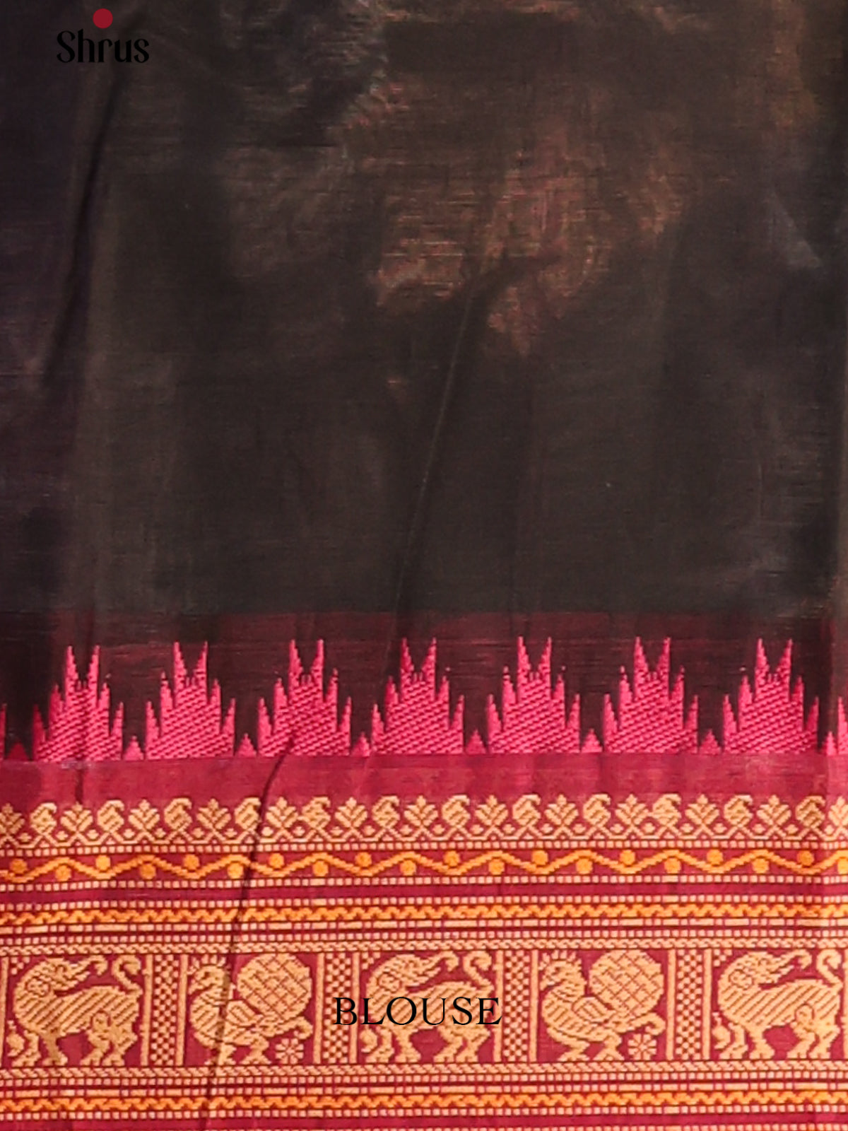 Black Chettinad Cotton Saree with Pink Zari Border & Self Pallu - Shop on Shrus.com