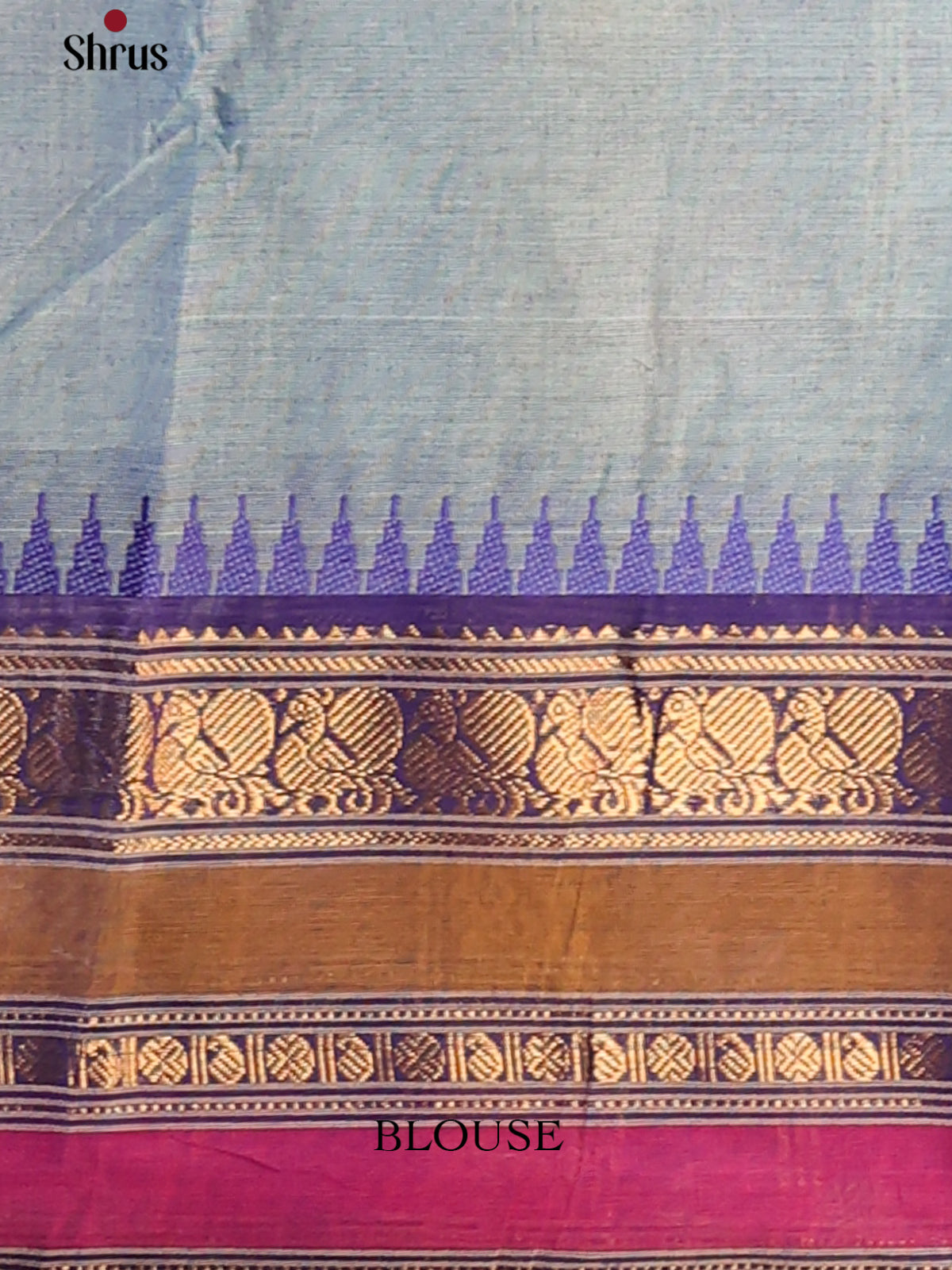 Grey with Blue - Chettinad Cotton Saree - Shop on Shrus.com