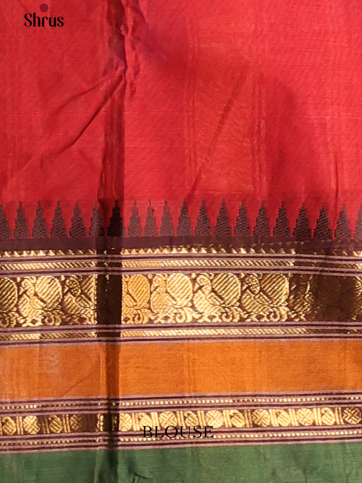 Red with Brown - Chettinad Cotton Saree - Shop on Shrus.com