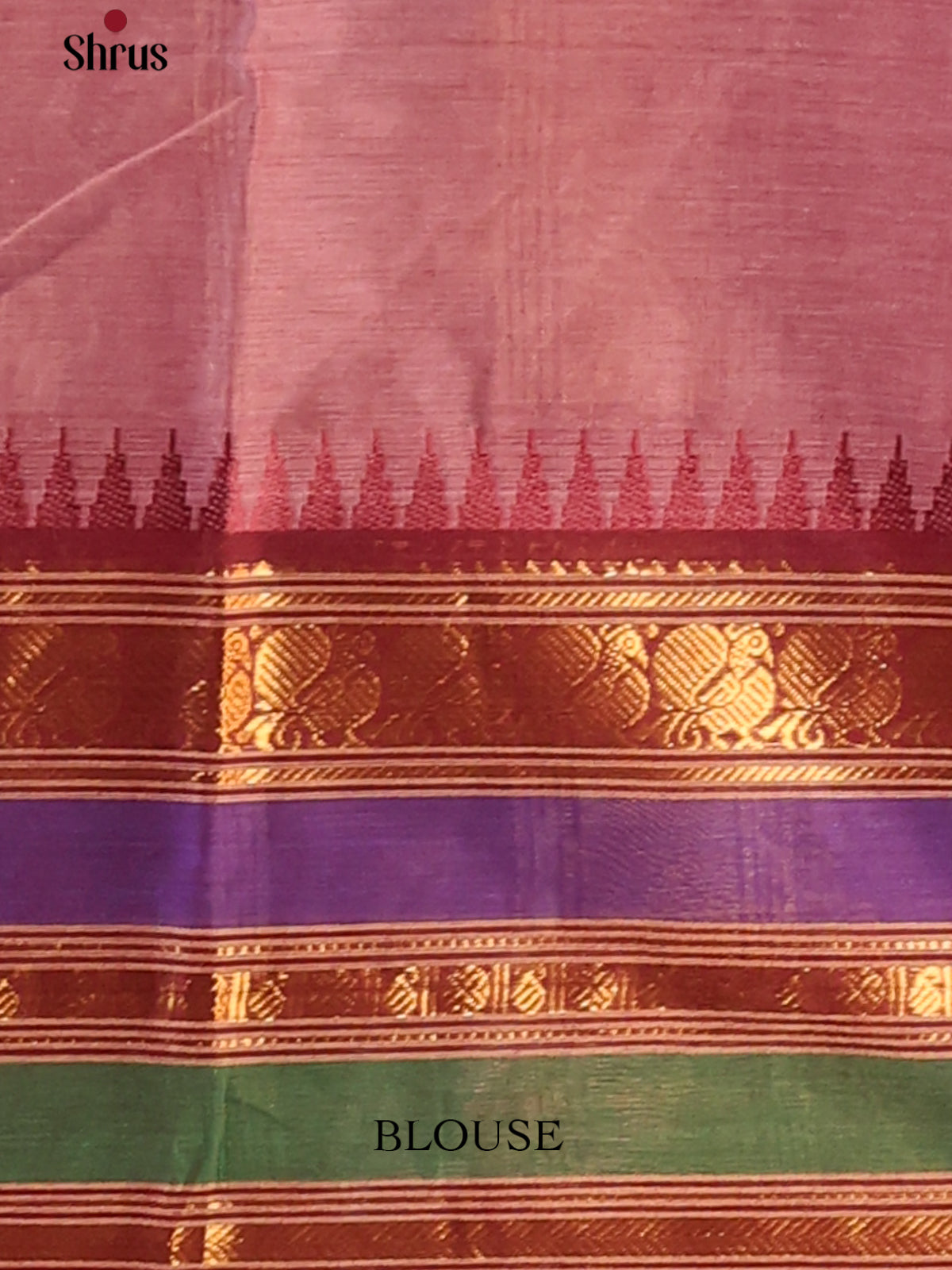 Onion Pink with Maroon - Chettinad Cotton Saree - Shop on Shrus.com