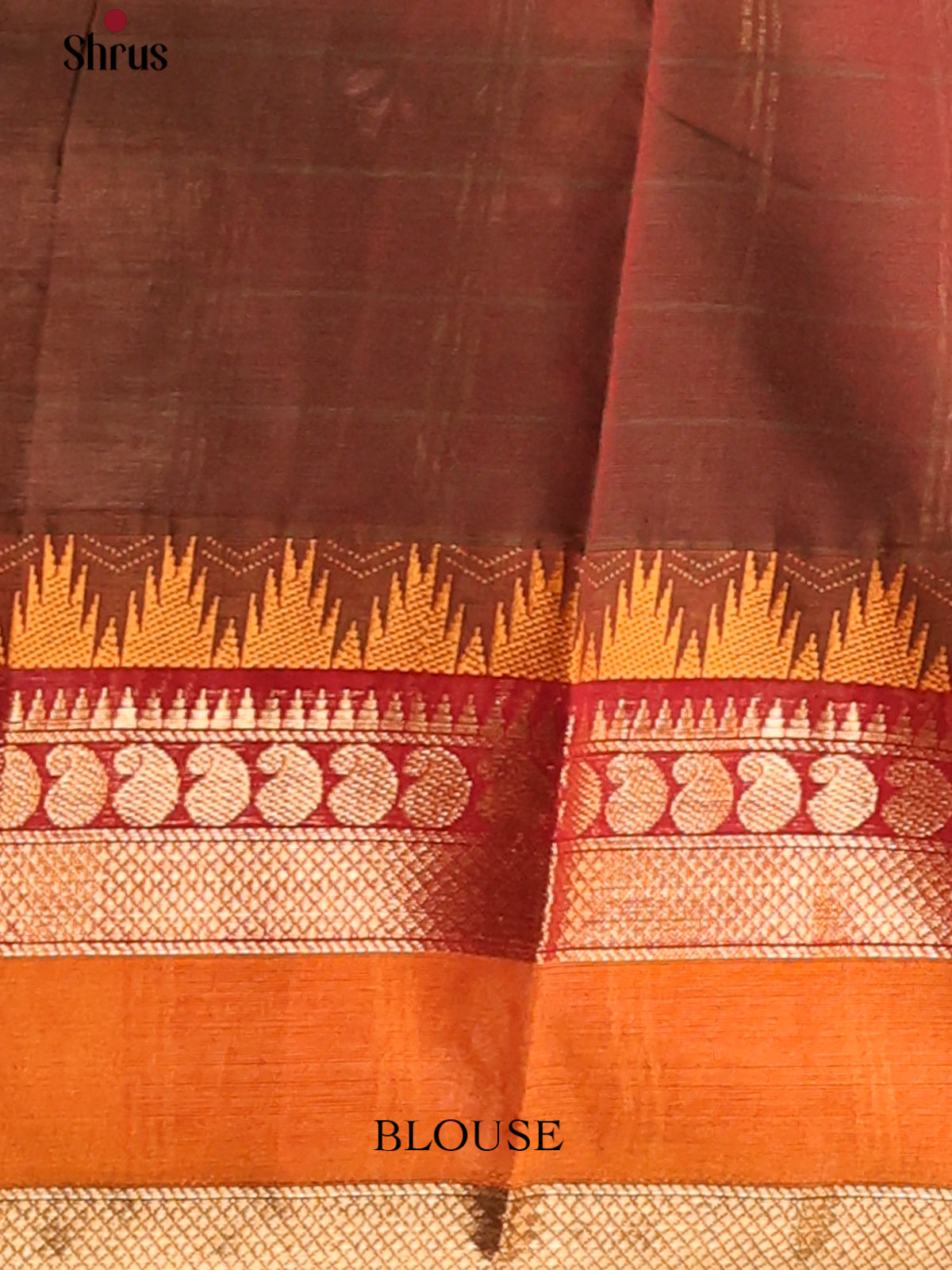 Brown with Orange - Chettinad Cotton Saree - Shop on Shrus.com