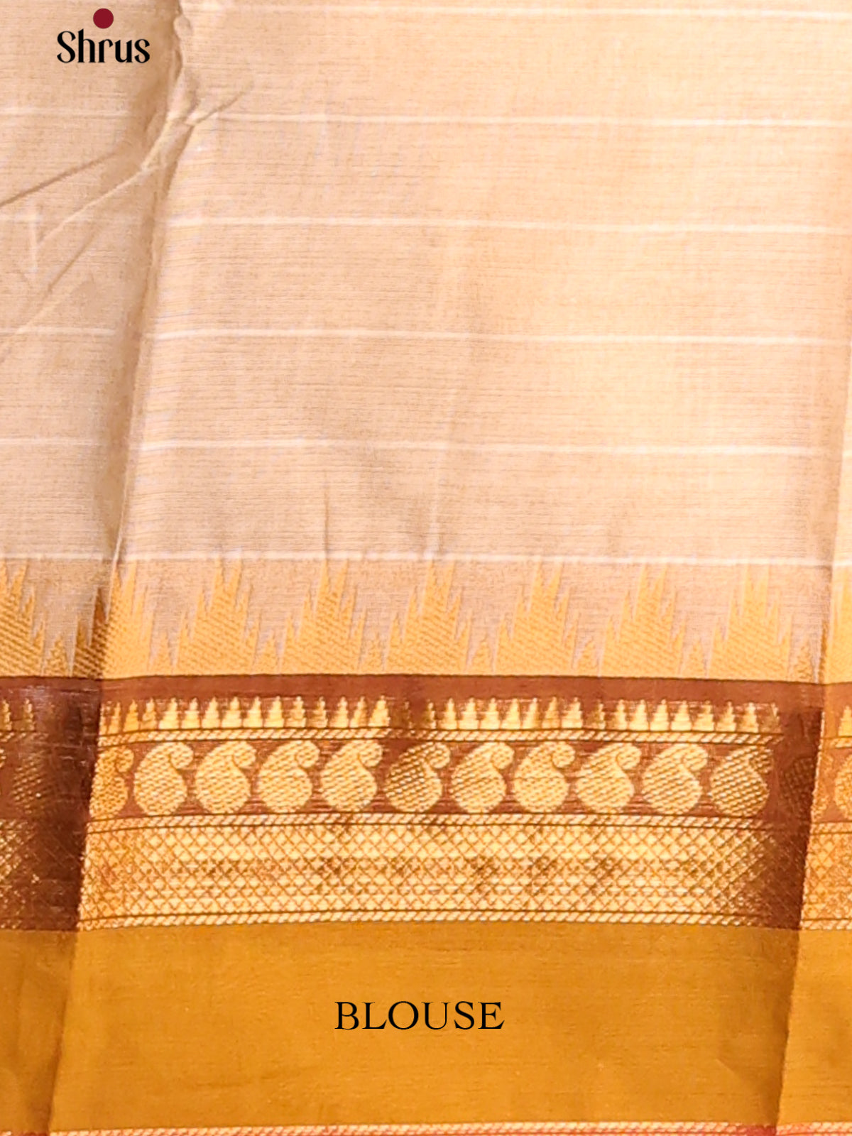 Cream with Brown - Chettinad Cotton Saree - Shop on Shrus.com