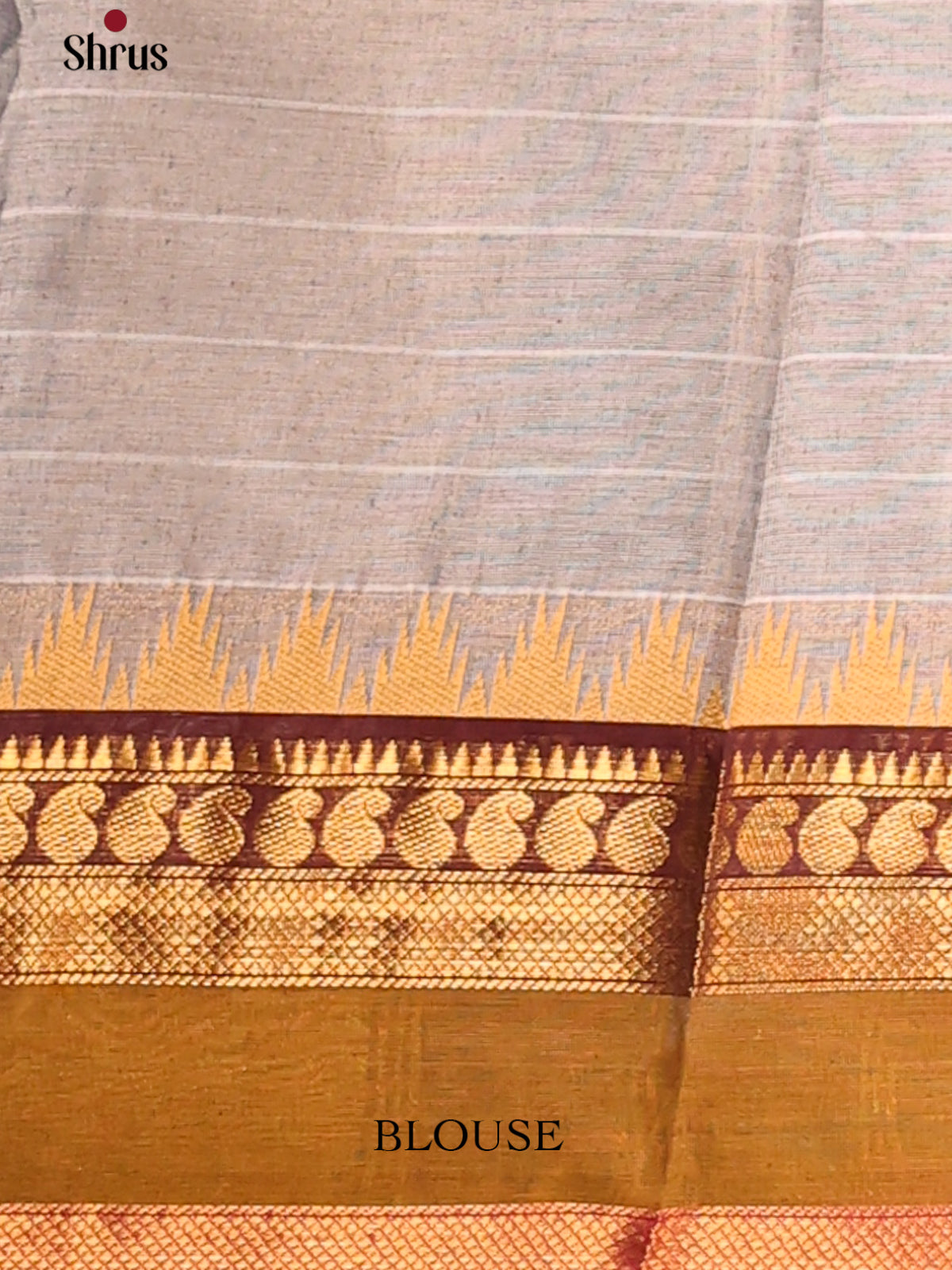 Elegant Grey Chettinad Cotton Saree with Checks & Maroon Zari Border - Shop on Shrus.com