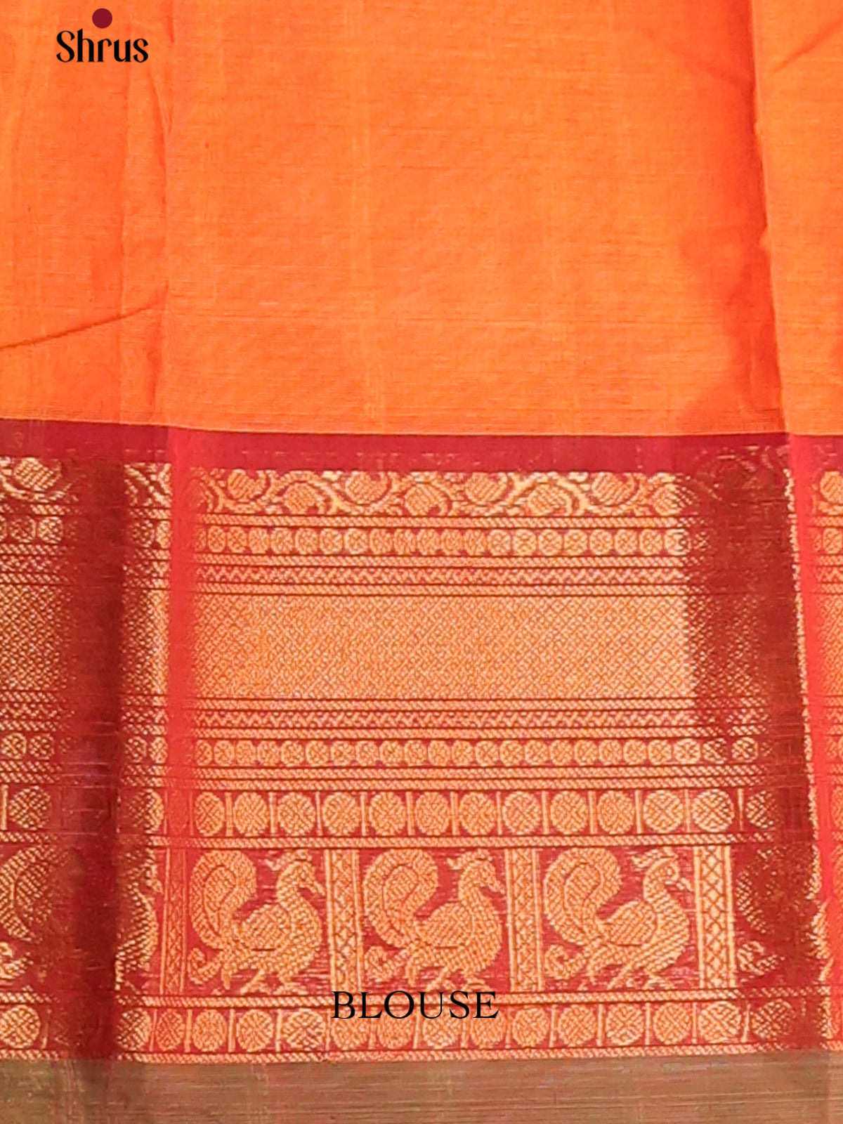 Orange with Red - Chettinad Cotton Saree - Shop on Shrus.com
