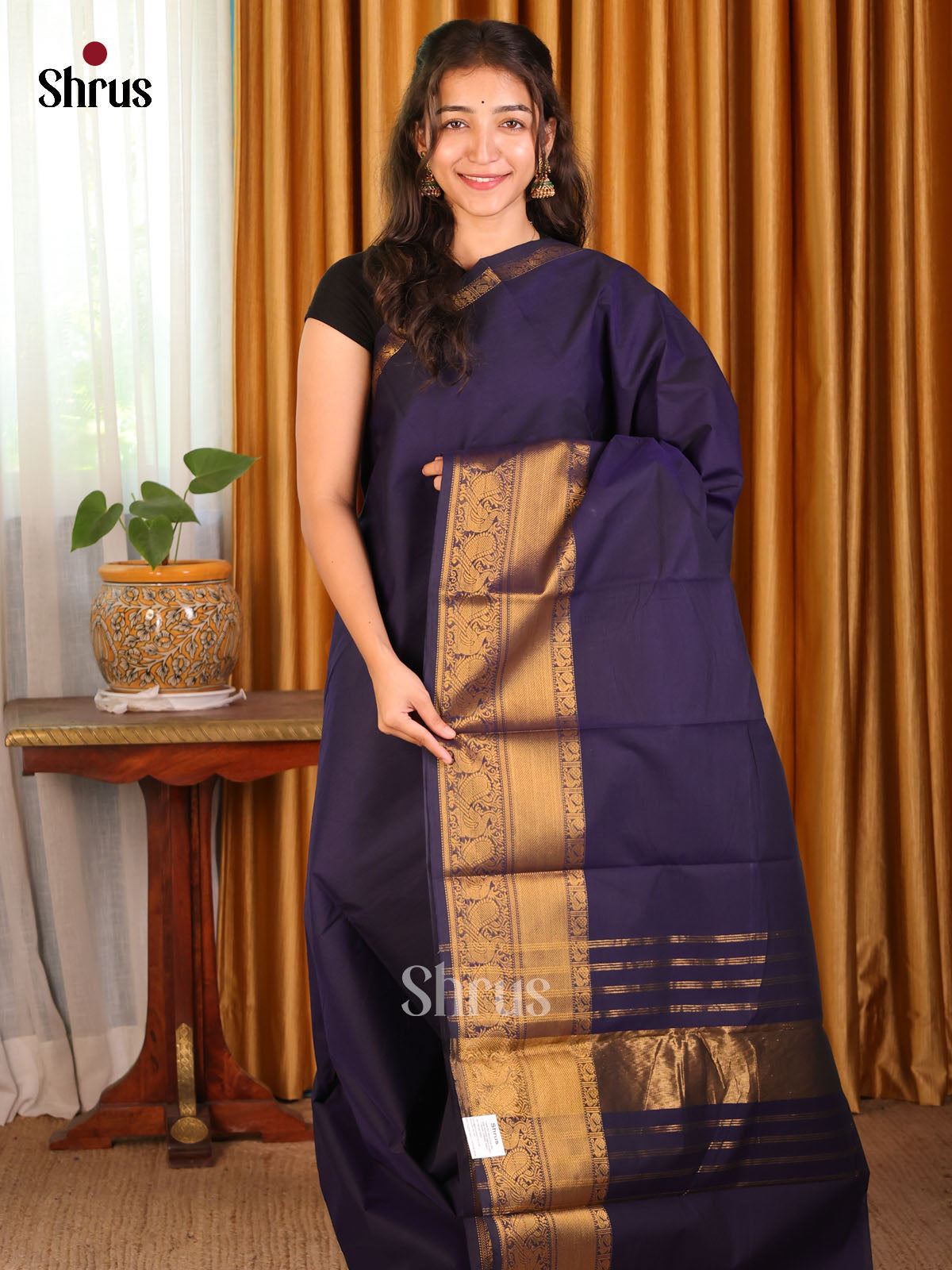 Blue - Chettinad Cotton Saree - Shop on Shrus.com
