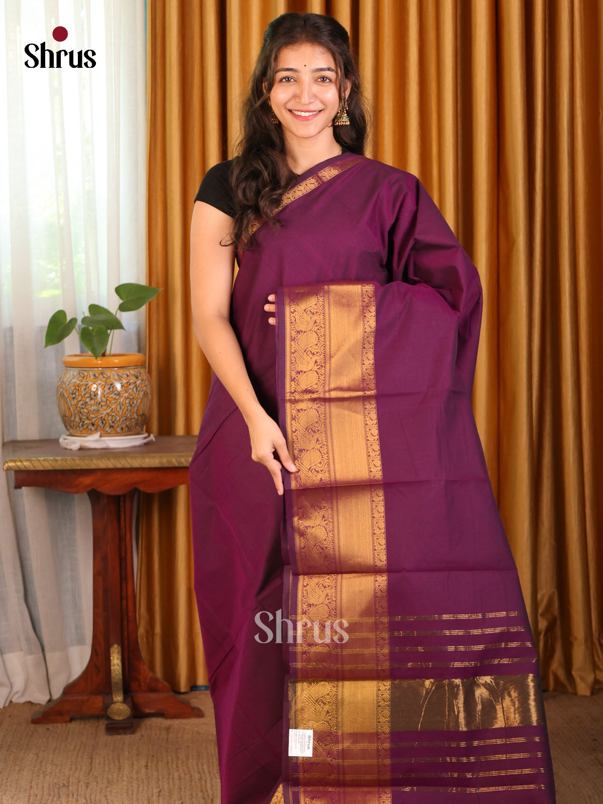 Purple - Chettinad Cotton Saree - Shop on Shrus.com