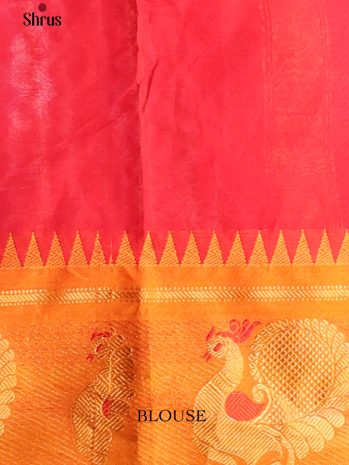 Red & Mustard Chettinad Cotton Saree With Plain Body & Zari Woven Border - Shop on Shrus.com
