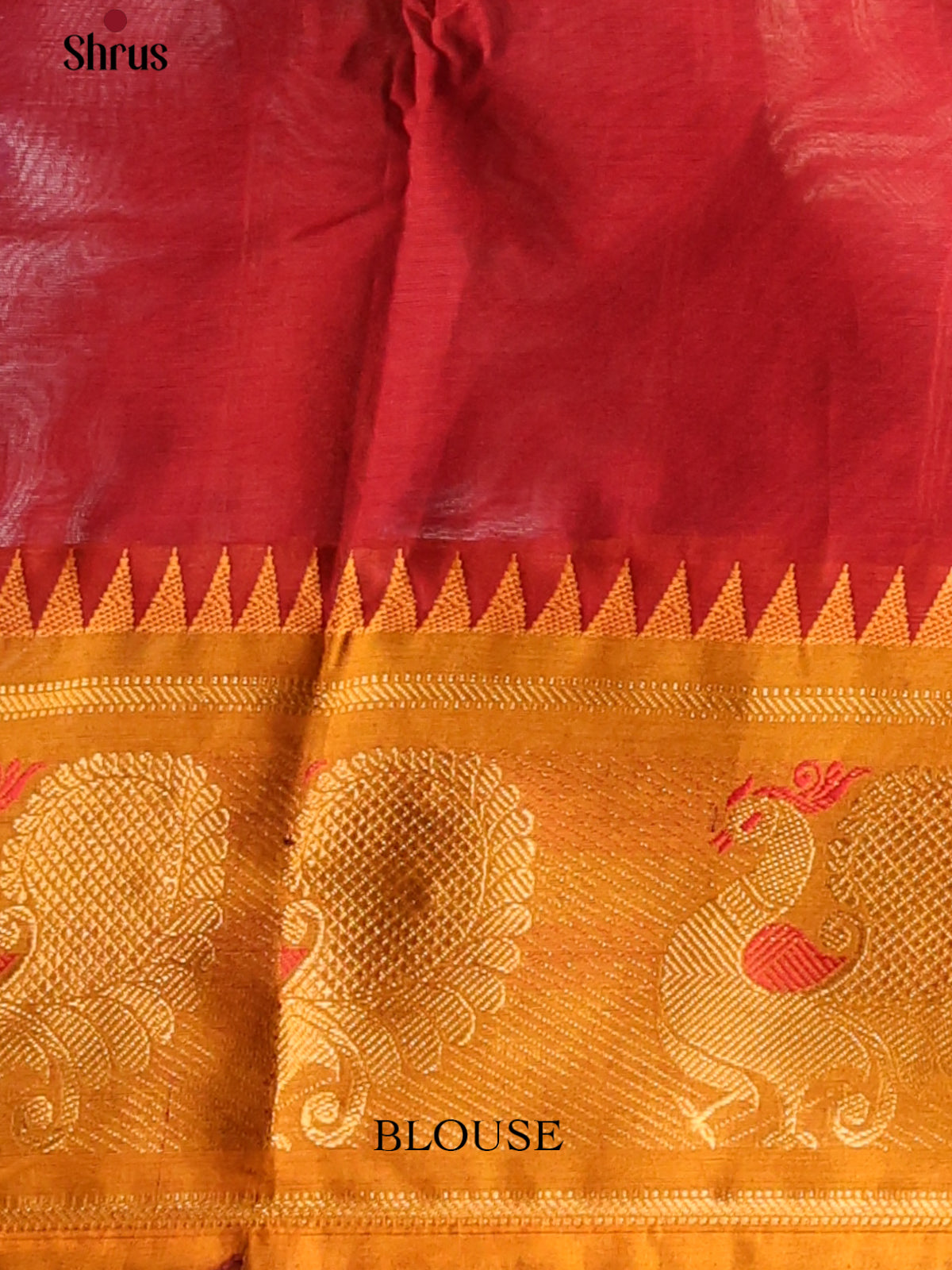 Elegant Red Pure Chettinad Cotton Saree with Mustard Zari Border – Best Prices Online - Shop on Shrus.com