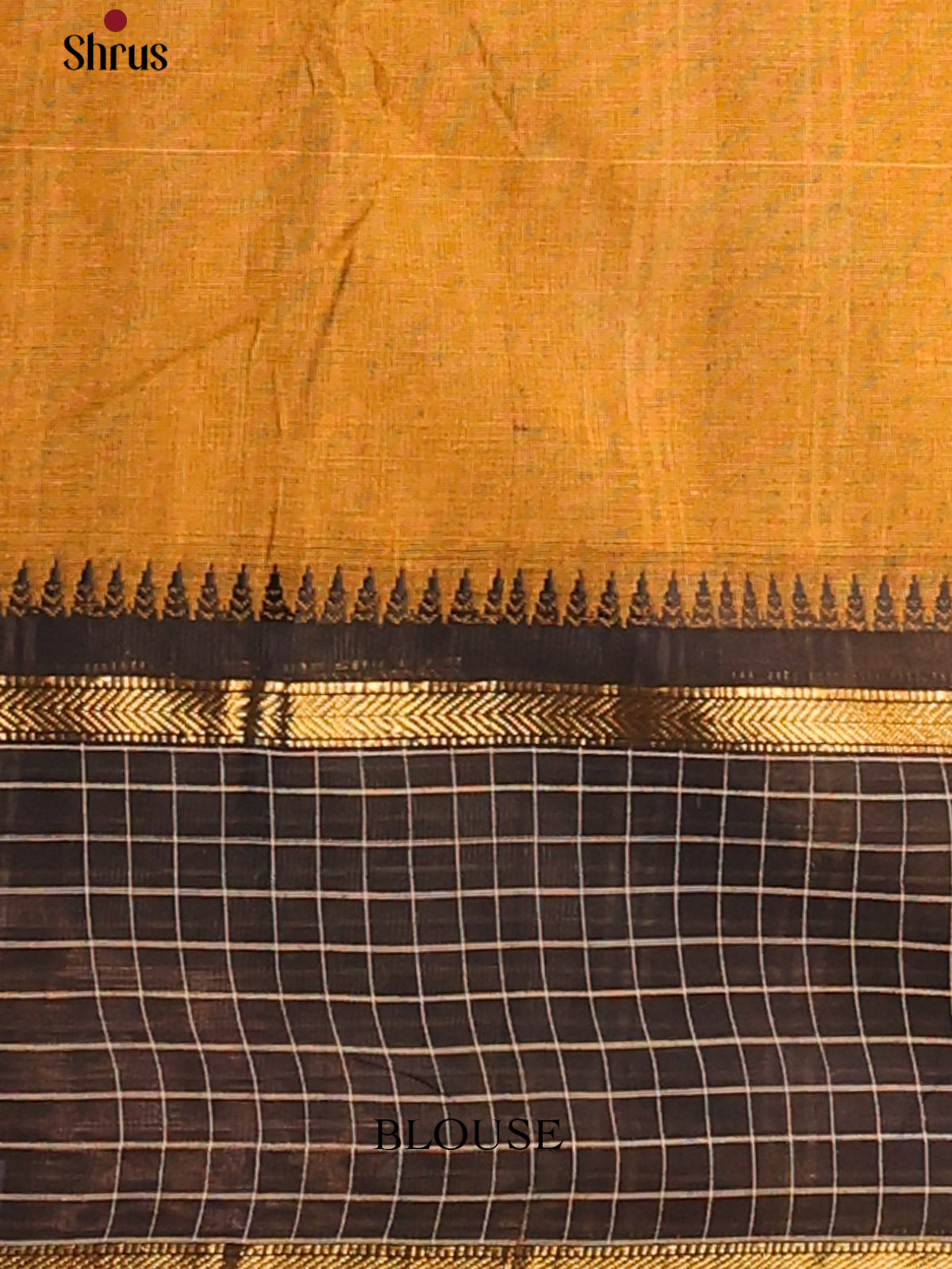 Mustard with Black - Chettinad Cotton Saree - Shop on Shrus.com