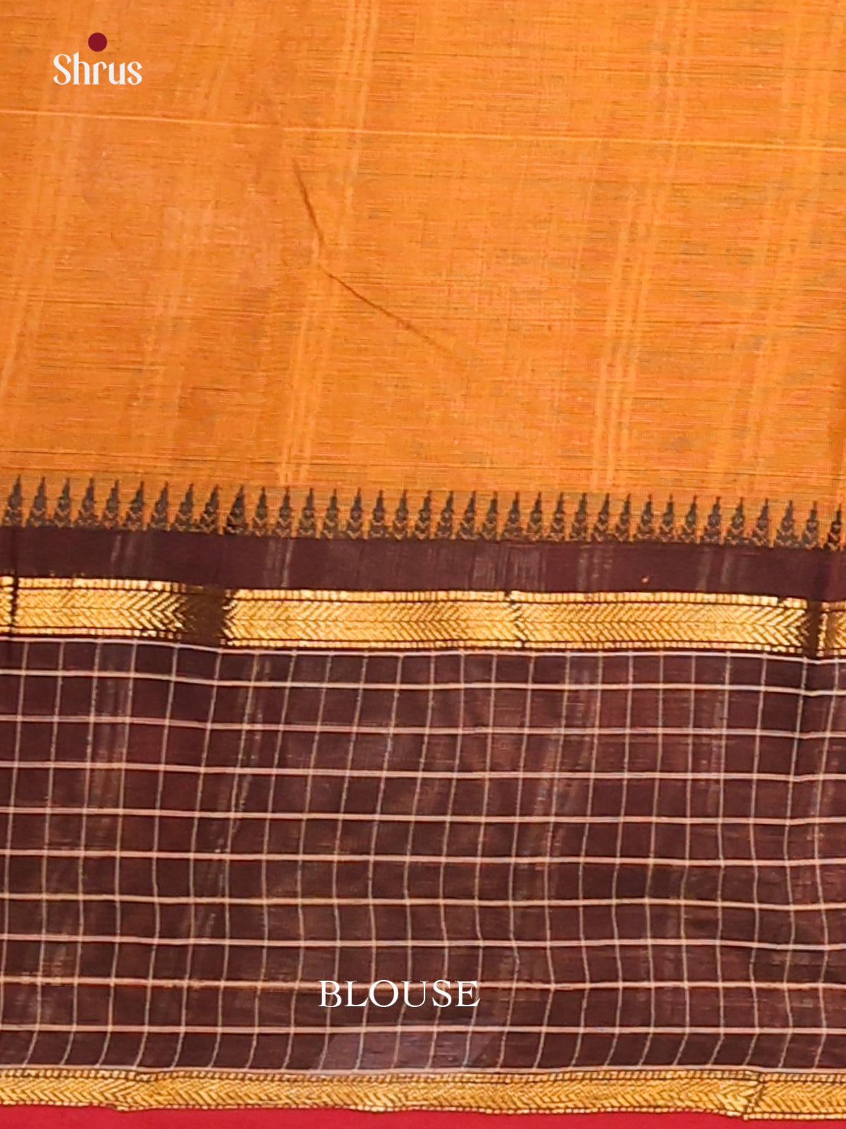 Mustard with Brown - Chettinad Cotton Saree - Shop on Shrus.com