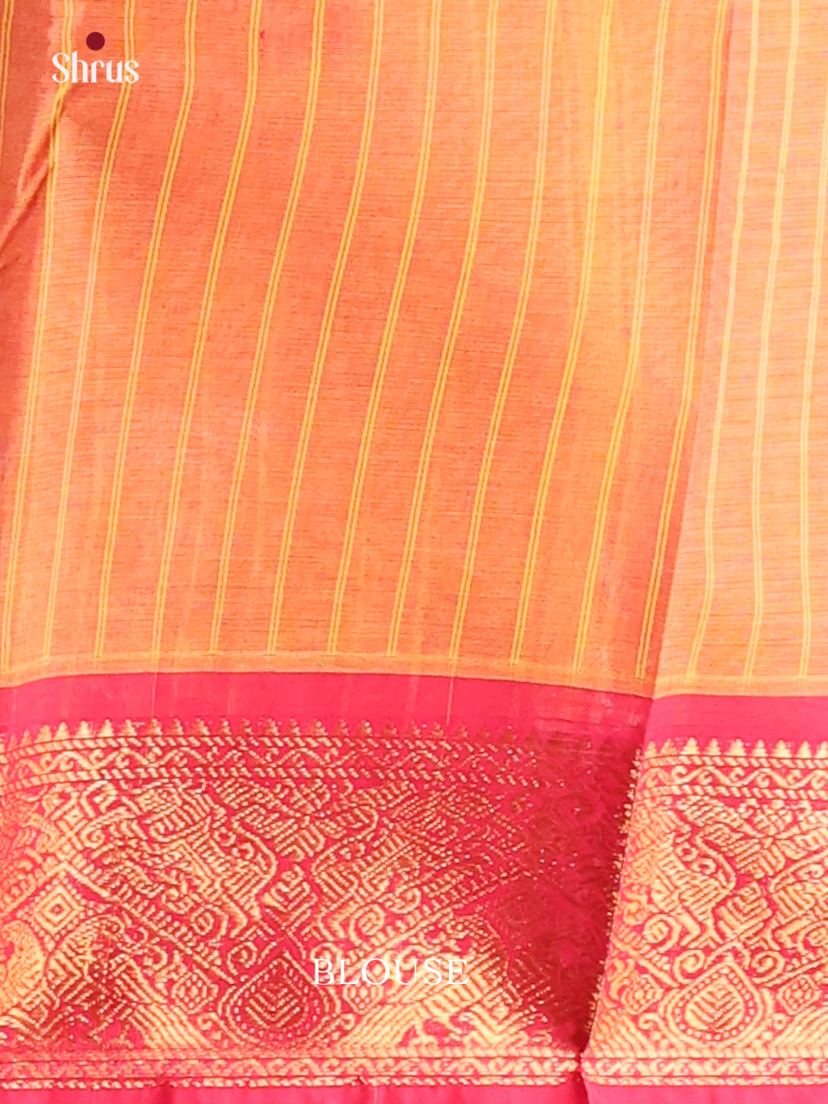 Orange with Pink- Chettinad Cotton Saree - Shop on Shrus.com