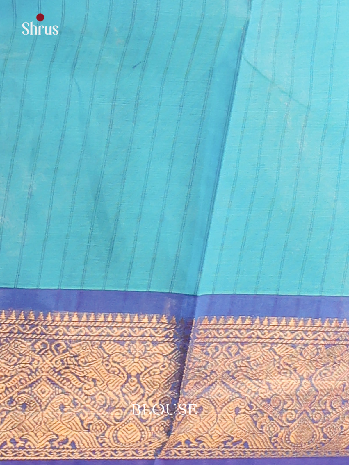 Serene Blue Chettinad Cotton Saree with Checks, Thread Buttas & Zari Border - Shop on Shrus.com