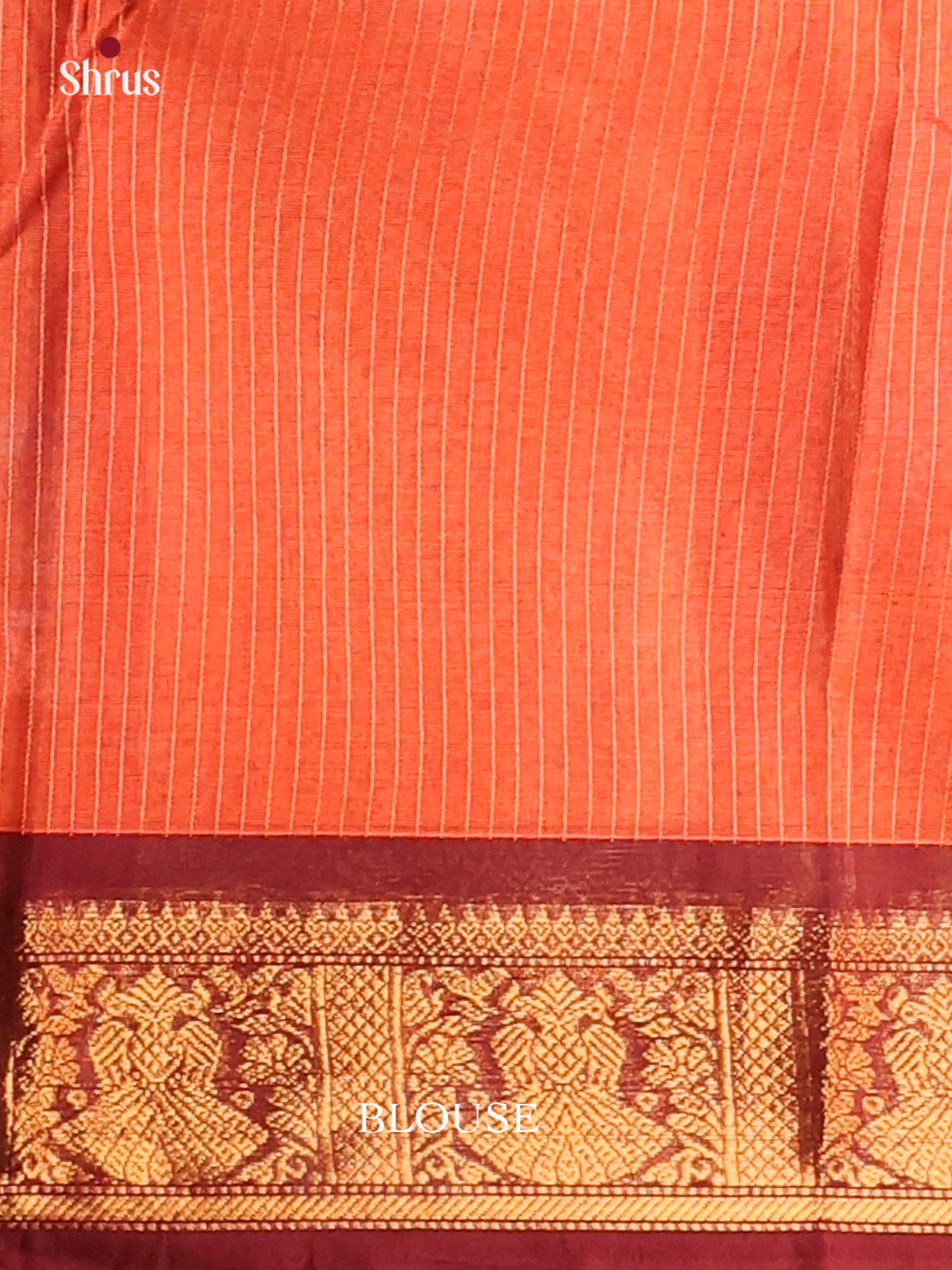 Orange with Maroon - Chettinad Cotton Saree - Shop on Shrus.com