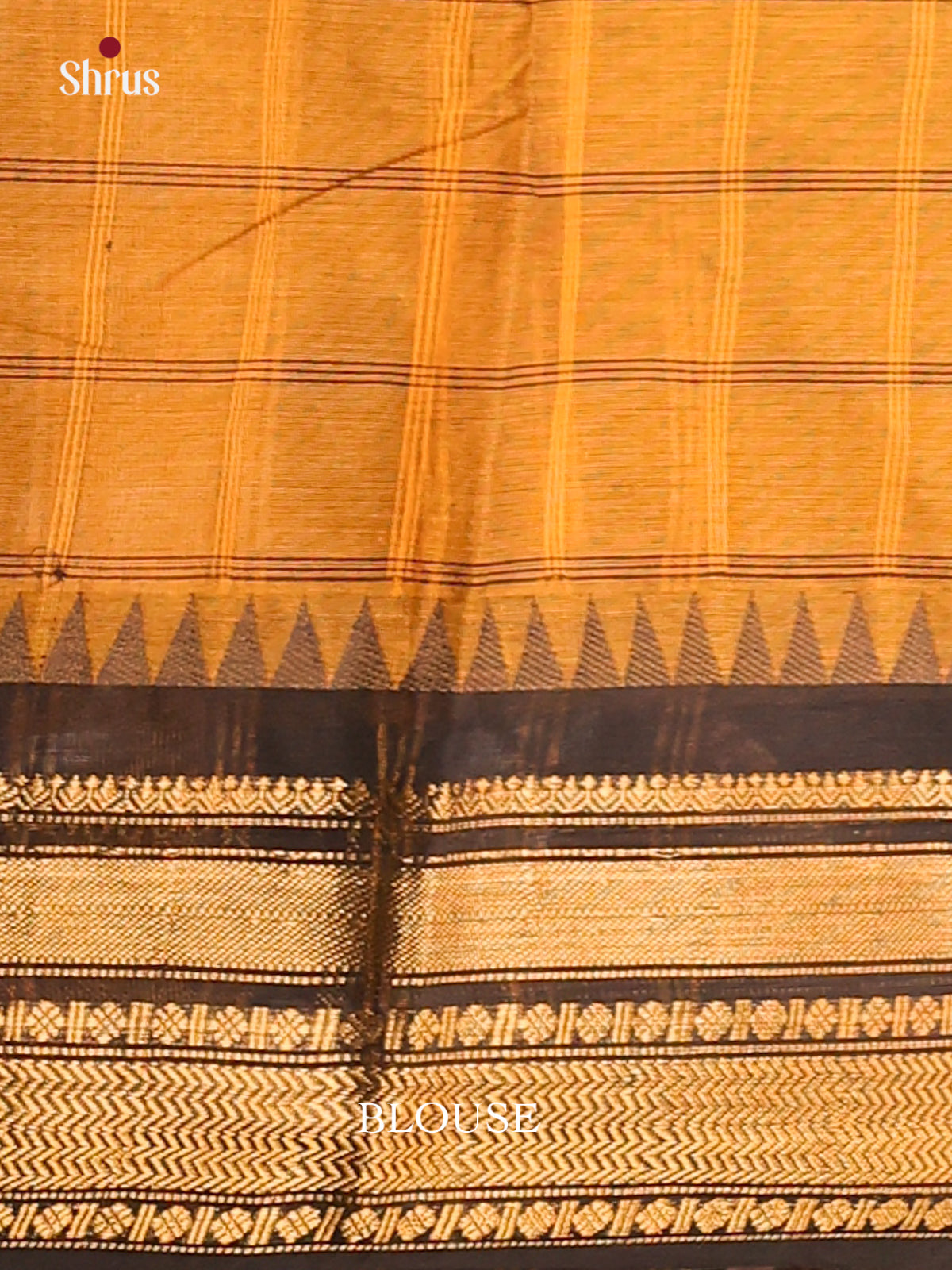 Mustard with Black - Chettinad Cotton Saree - Shop on Shrus.com