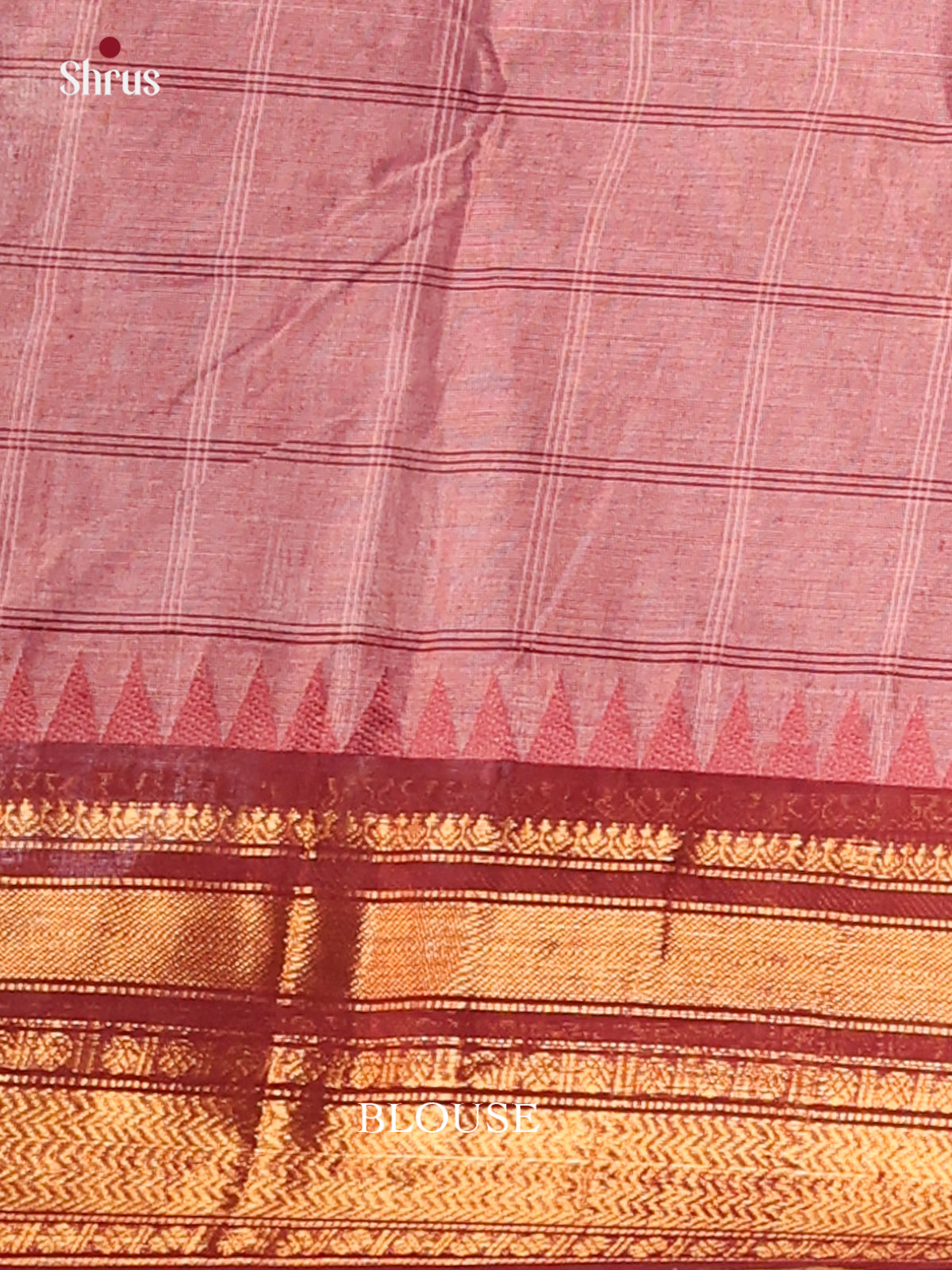 Onion Pink with Maroon - Chettinad Cotton Saree - Shop on Shrus.com