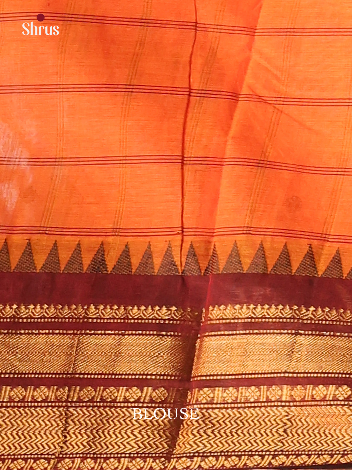 Orange with Maroon- Chettinad Cotton Saree - Shop on Shrus.com