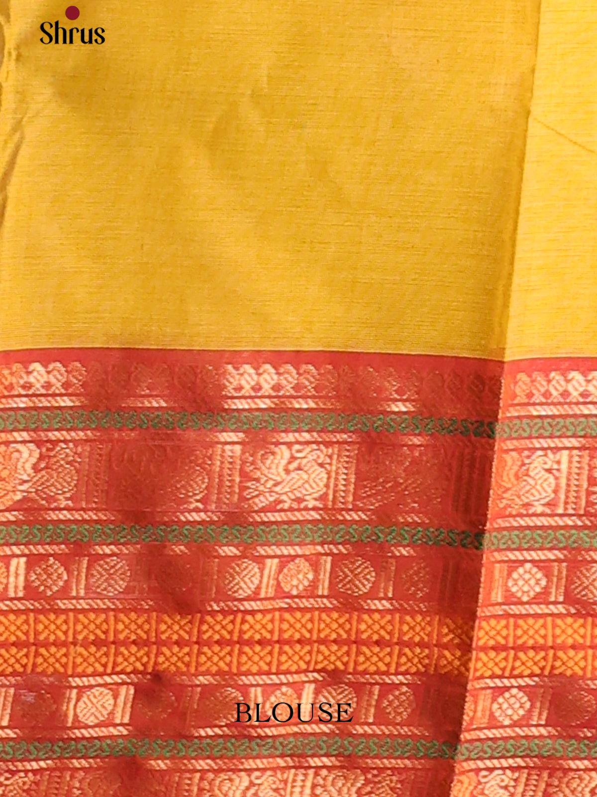 Mustard with Red - Chettinad Cotton Saree - Shop on Shrus.com