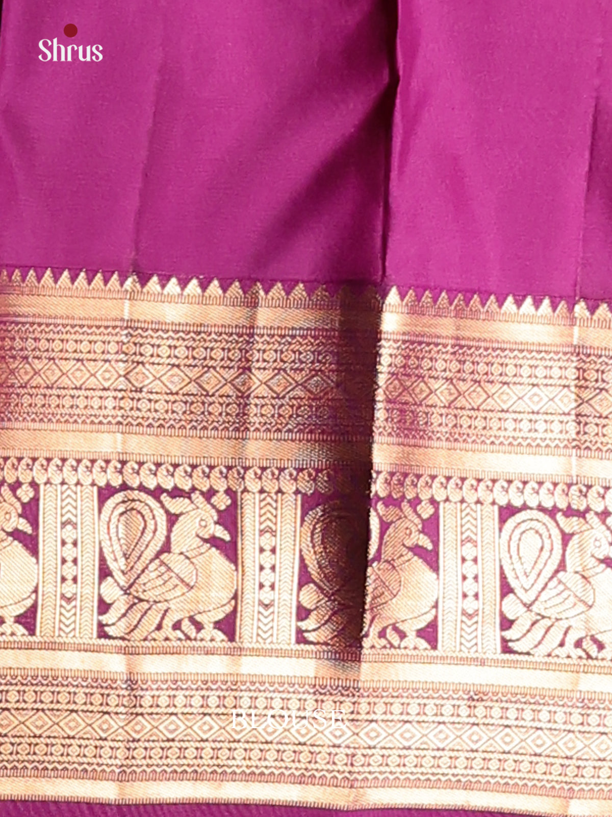 Deep Pink Kanchipuram Silk Saree with zari woven Buttas & border With Peacock Motifs-2