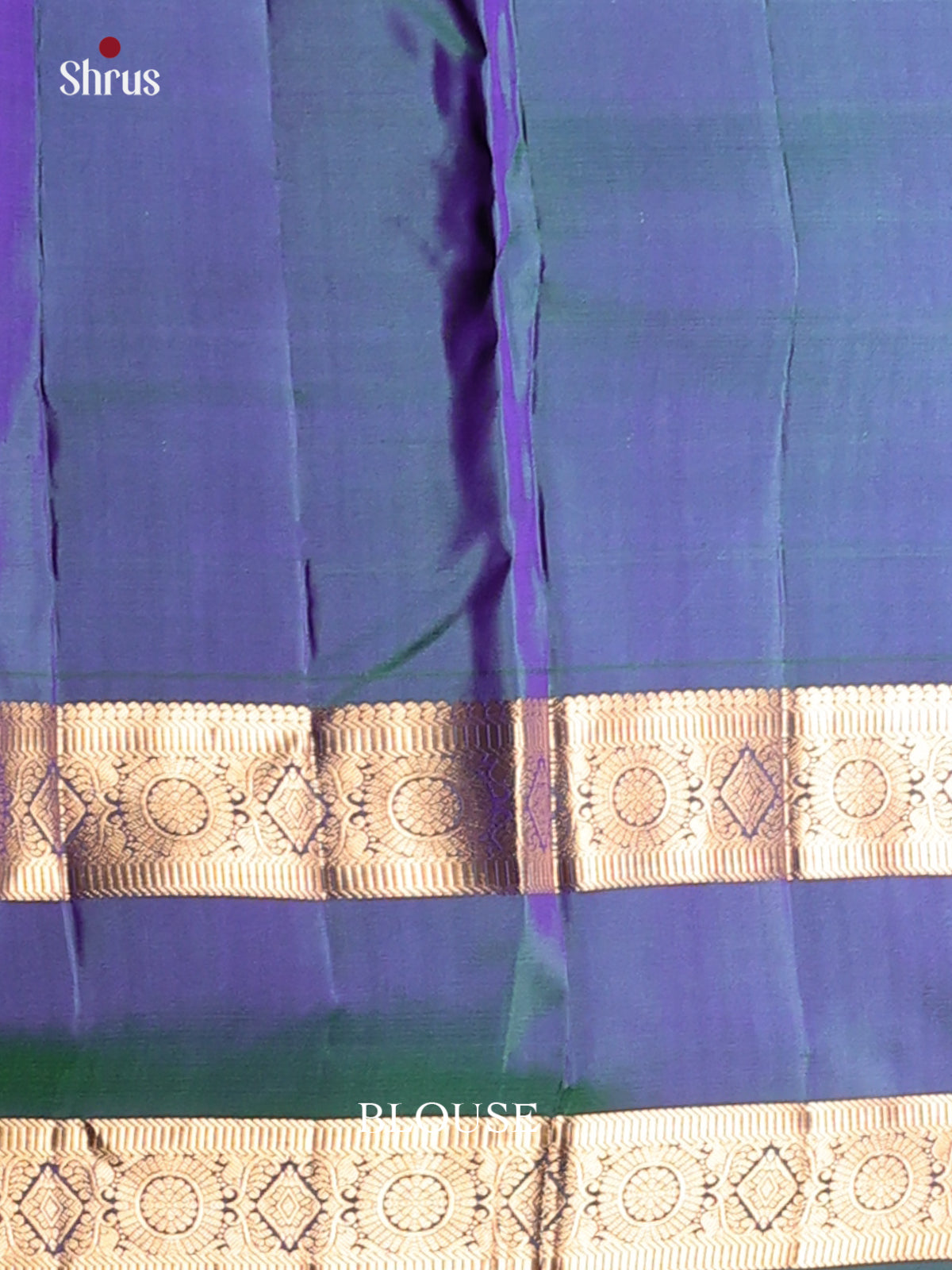 Beautiful Purple Kanchipuram Silk Saree with golden Zari stripes , rettaipet border - Shop on Shrus.com