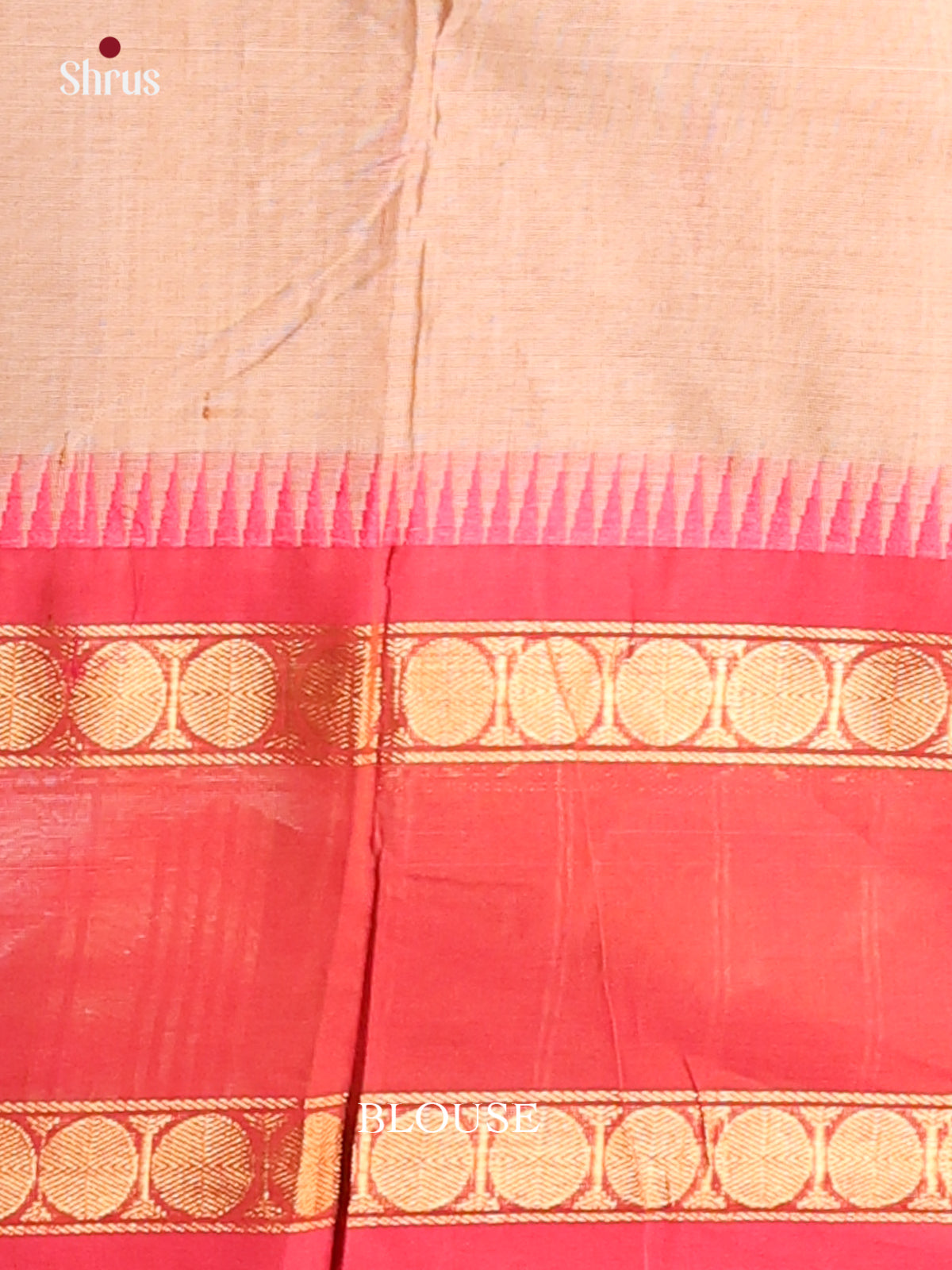 Dusty Brown Chettinad Cotton Saree with Ganga Jamuna Border - Shop on Shrus.com
