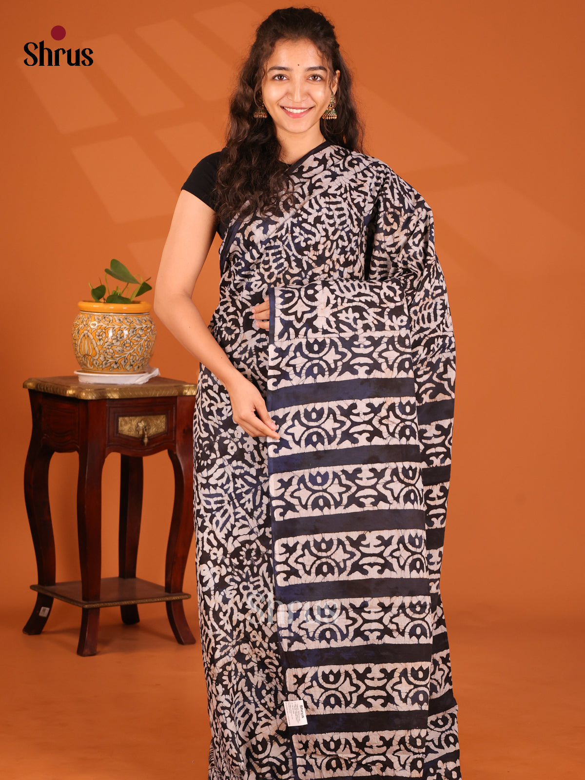 Blue - Jaipur cotton Saree - Shop on Shrus.com